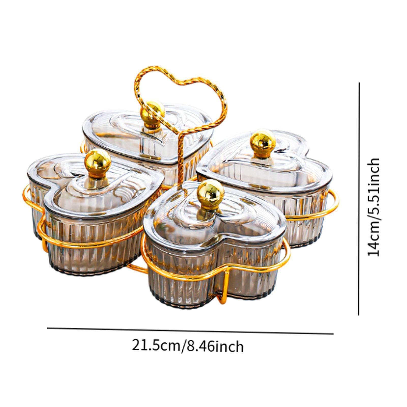 Divided Serving Trays Decorative Snack Platters for Dessert Chip Cookies Gray 4 Bowls