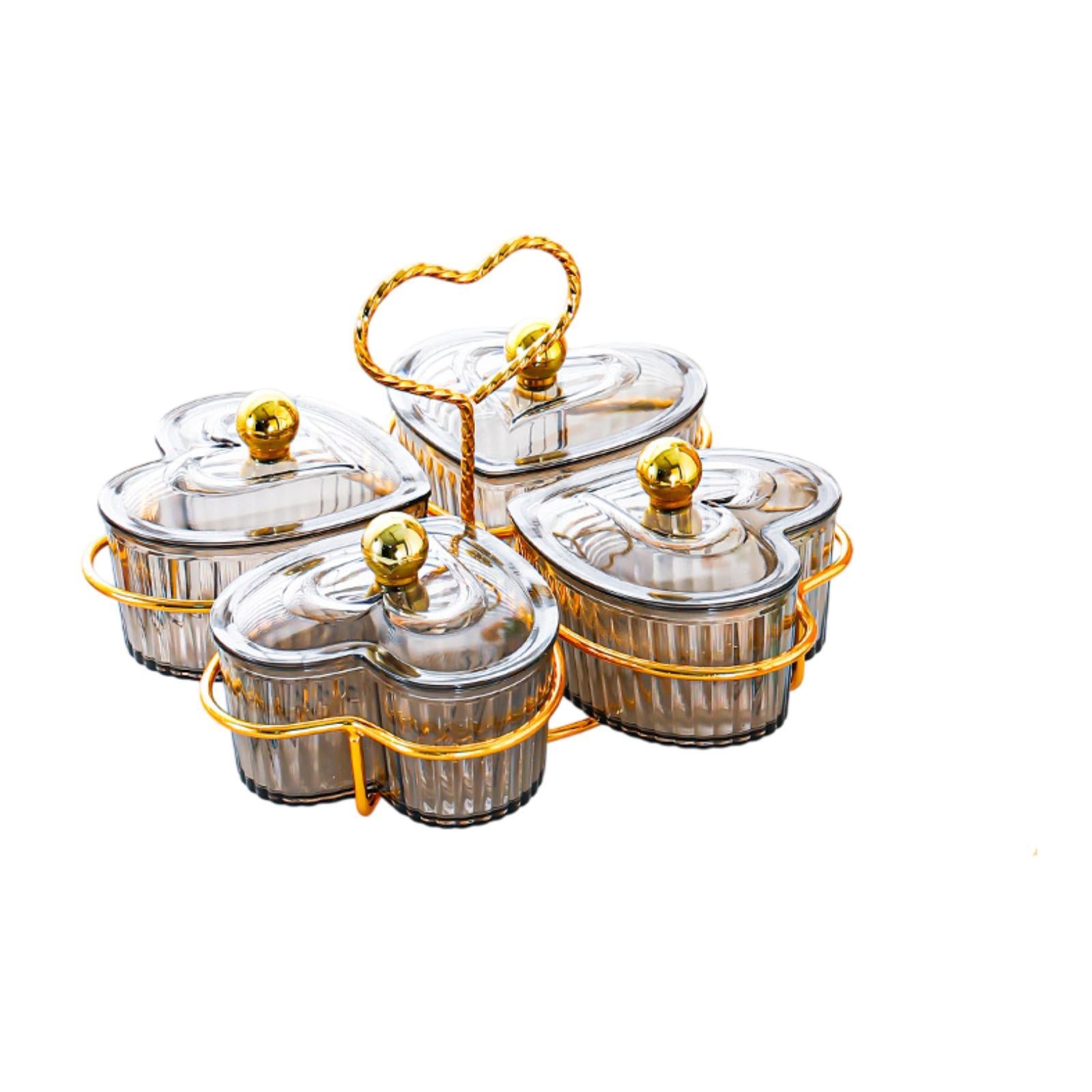 Divided Serving Trays Decorative Snack Platters for Dessert Chip Cookies Gray 4 Bowls