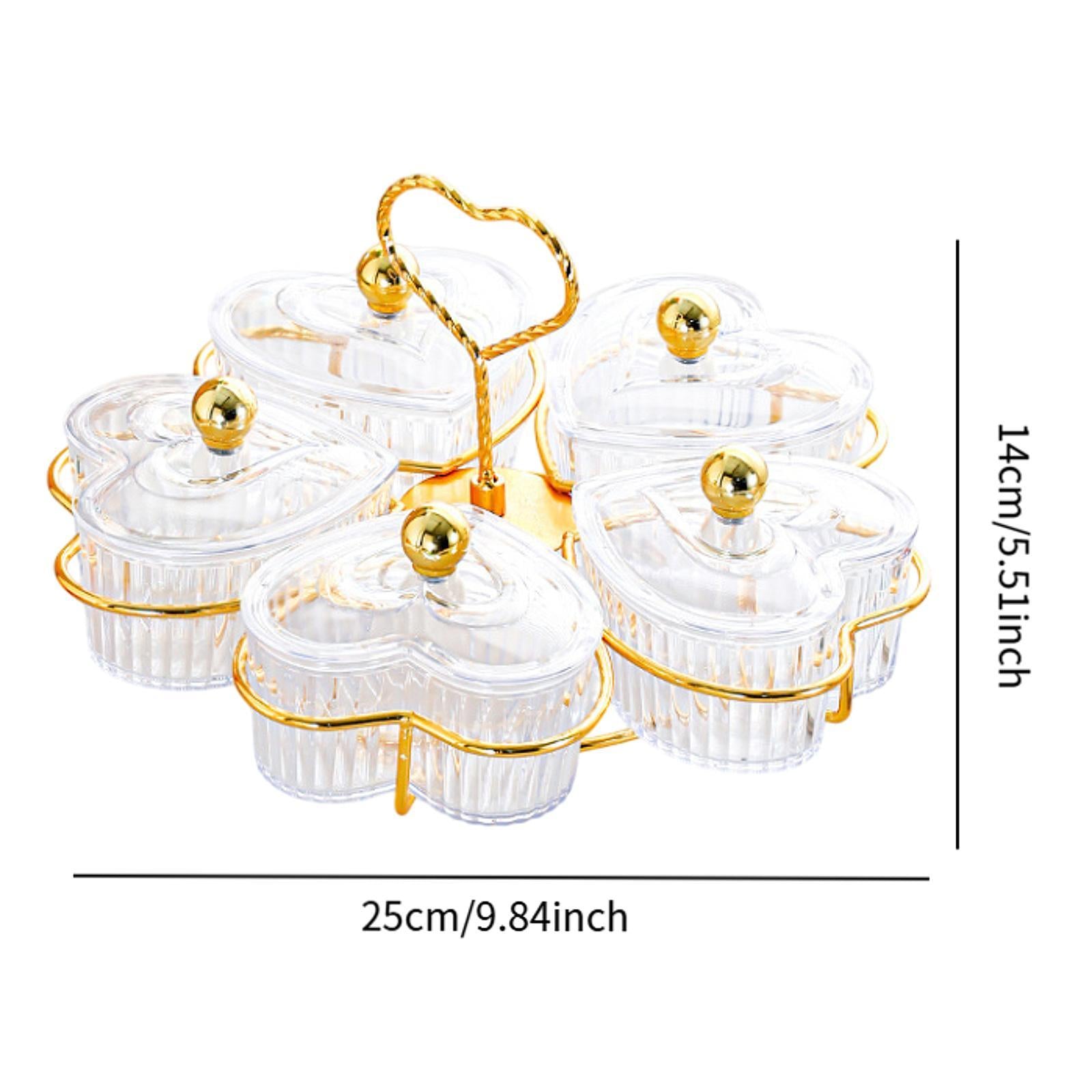 Divided Serving Trays Decorative Snack Platters for Dessert Chip Cookies Clear 5 Bowls
