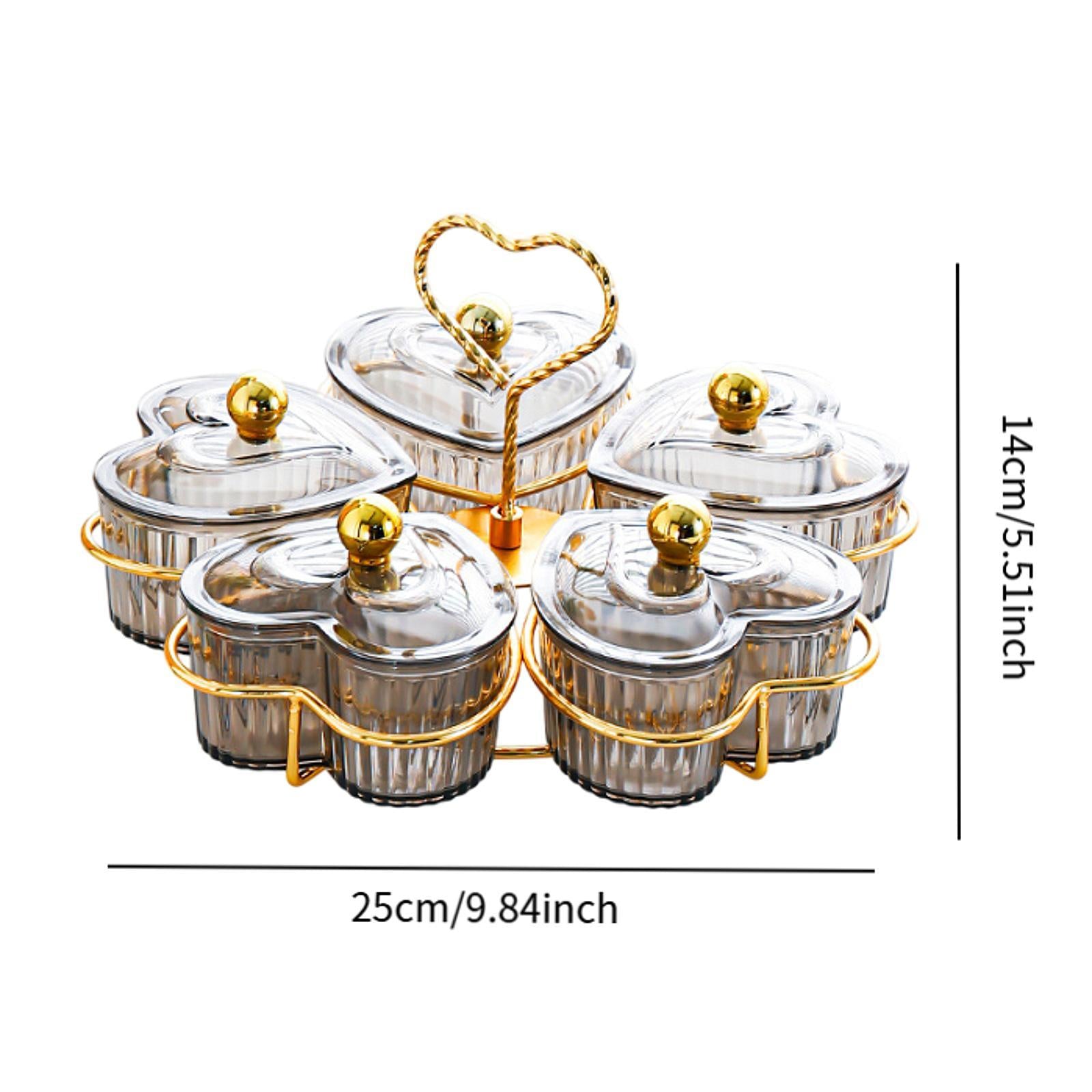 Divided Serving Trays Decorative Snack Platters for Dessert Chip Cookies Gray 5 Bowls
