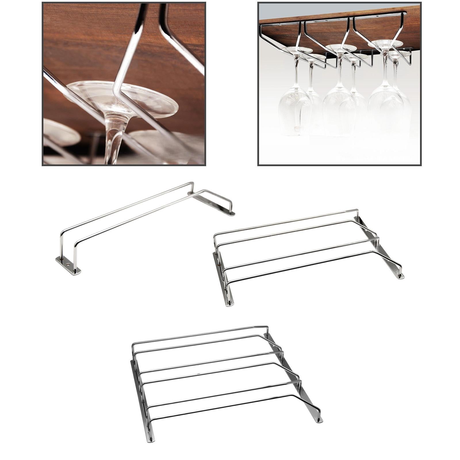 Under Cabinet Wine Glass Holder Iron Shelf for Dining Room Cabinet Household Single Row