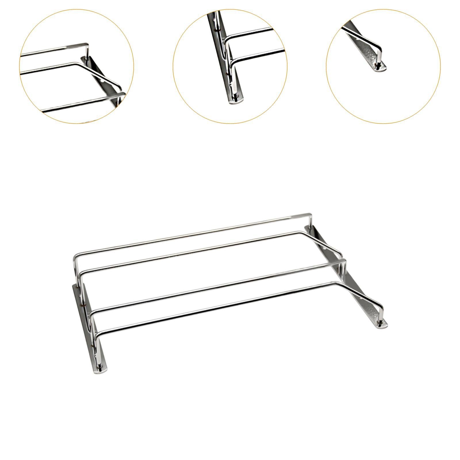 Under Cabinet Wine Glass Holder Iron Shelf for Dining Room Cabinet Household Double Row