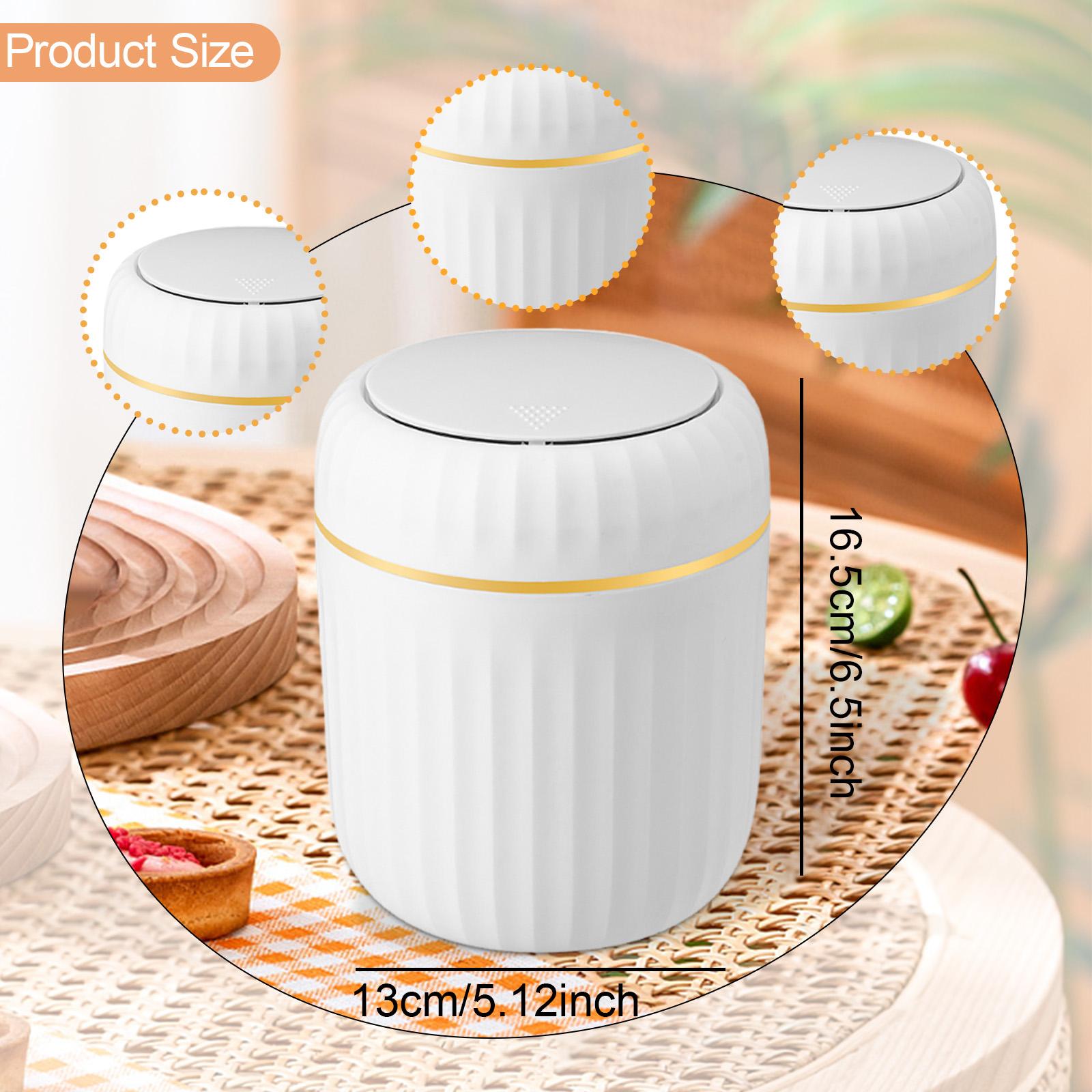 Small Desktop Trash Can Small Press Type Waste Bin for Home Kitchen Tabletop White