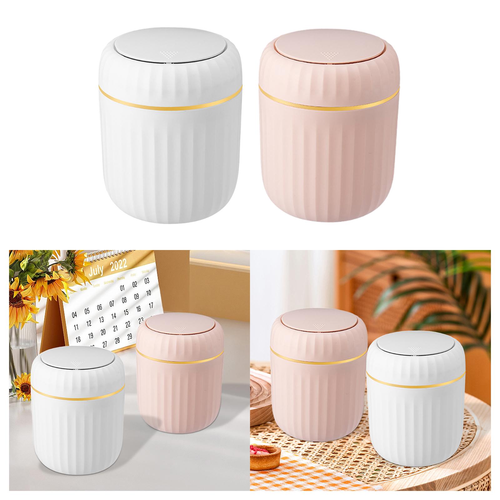 Small Desktop Trash Can Small Press Type Waste Bin for Home Kitchen Tabletop White