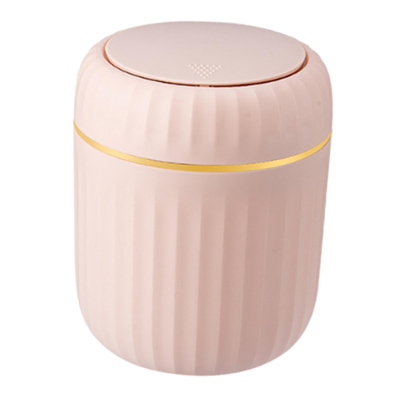 Small Desktop Trash Can Small Press Type Waste Bin for Home Kitchen Tabletop Pink
