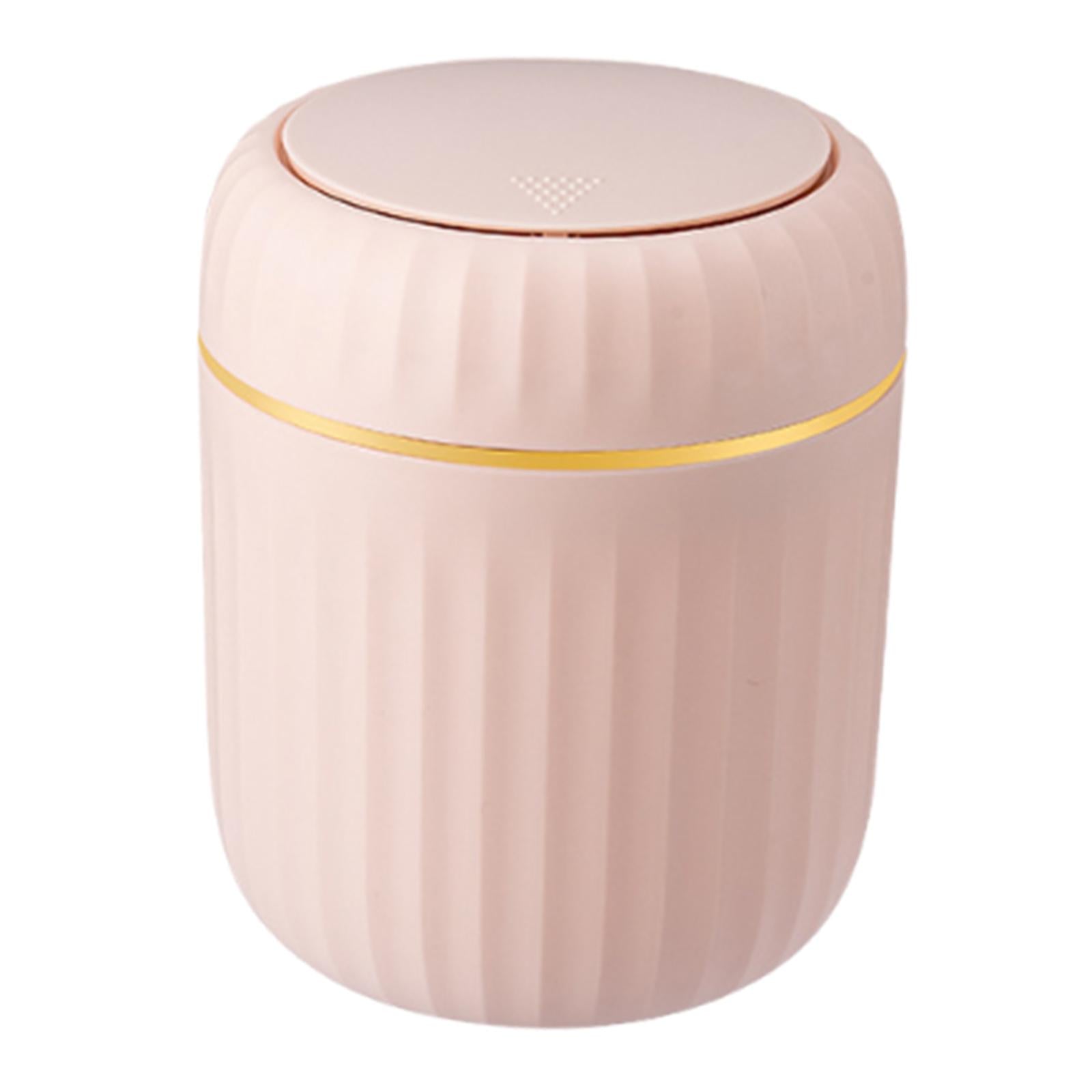 Small Desktop Trash Can Small Press Type Waste Bin for Home Kitchen Tabletop Pink