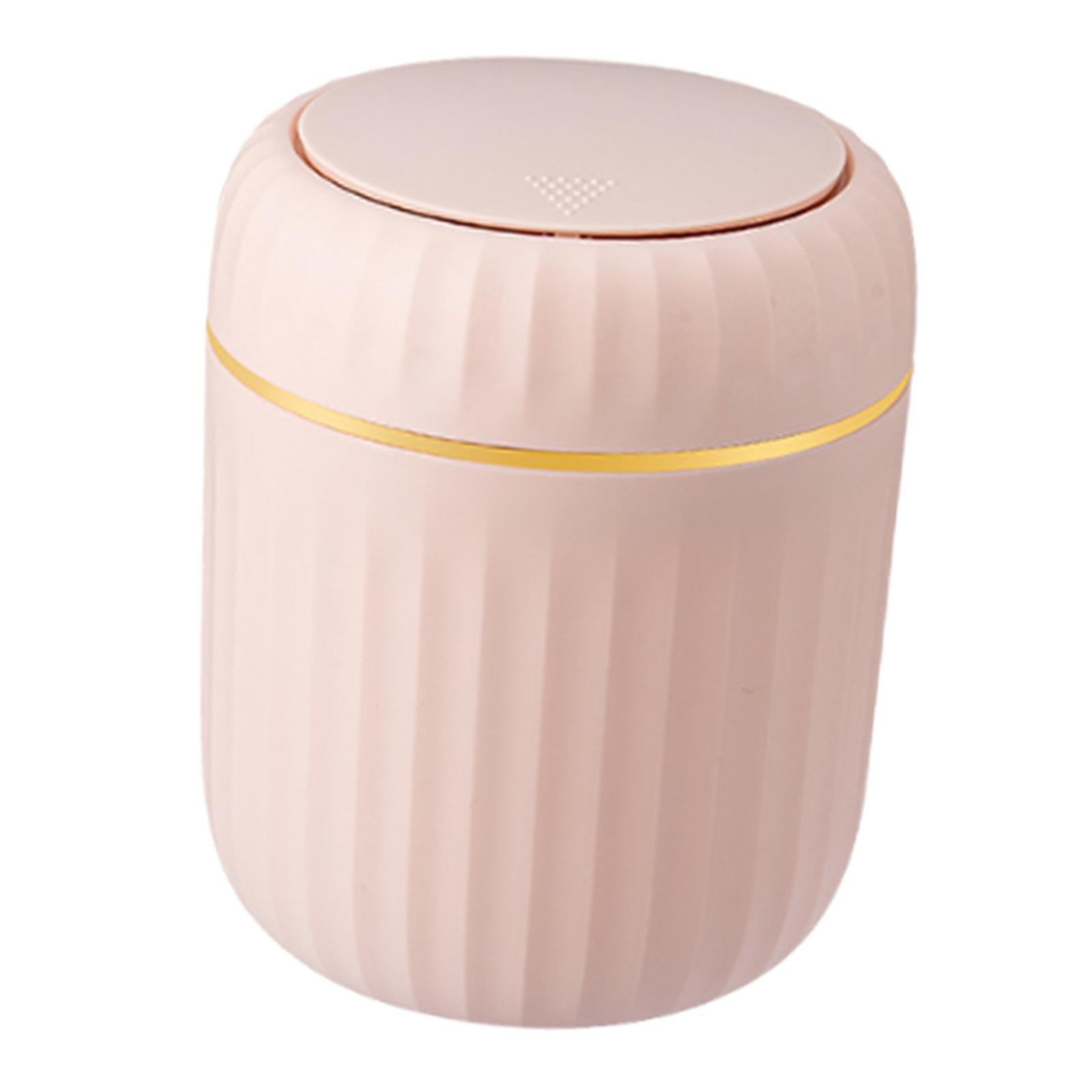 Small Desktop Trash Can Small Press Type Waste Bin for Home Kitchen Tabletop Pink