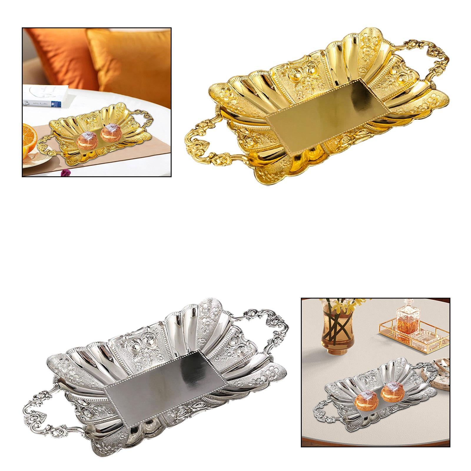 Serving Tray Multipurpose European Decor Fruit Plate for Kitchen Bar Desktop Gold