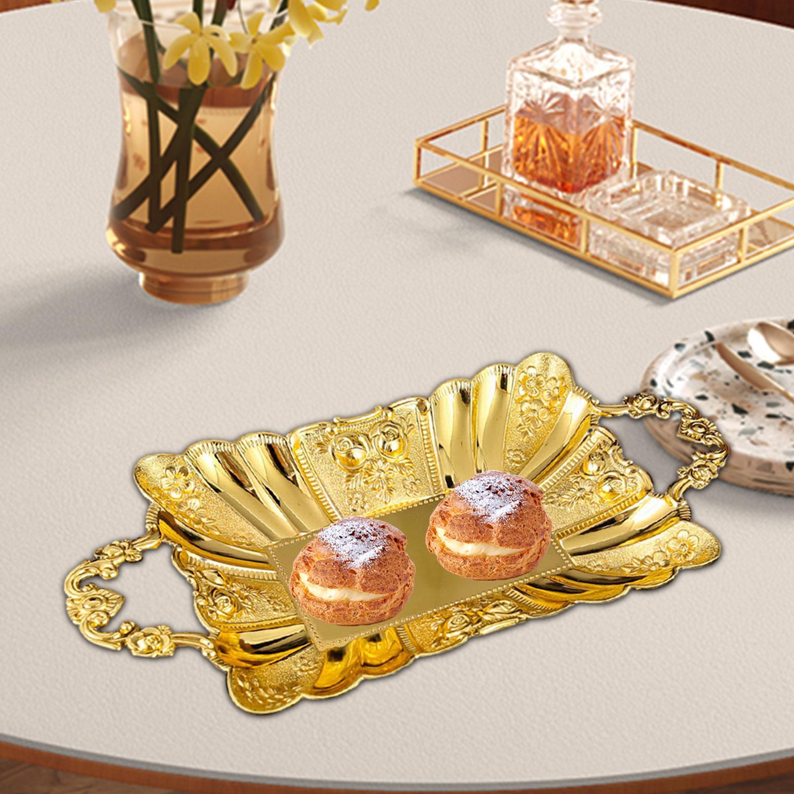 Serving Tray Multipurpose European Decor Fruit Plate for Kitchen Bar Desktop Gold