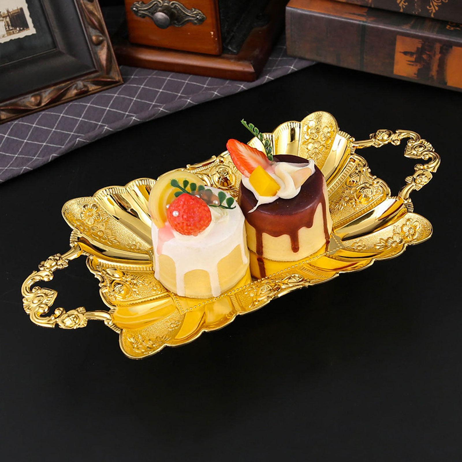 Serving Tray Multipurpose European Decor Fruit Plate for Kitchen Bar Desktop Gold