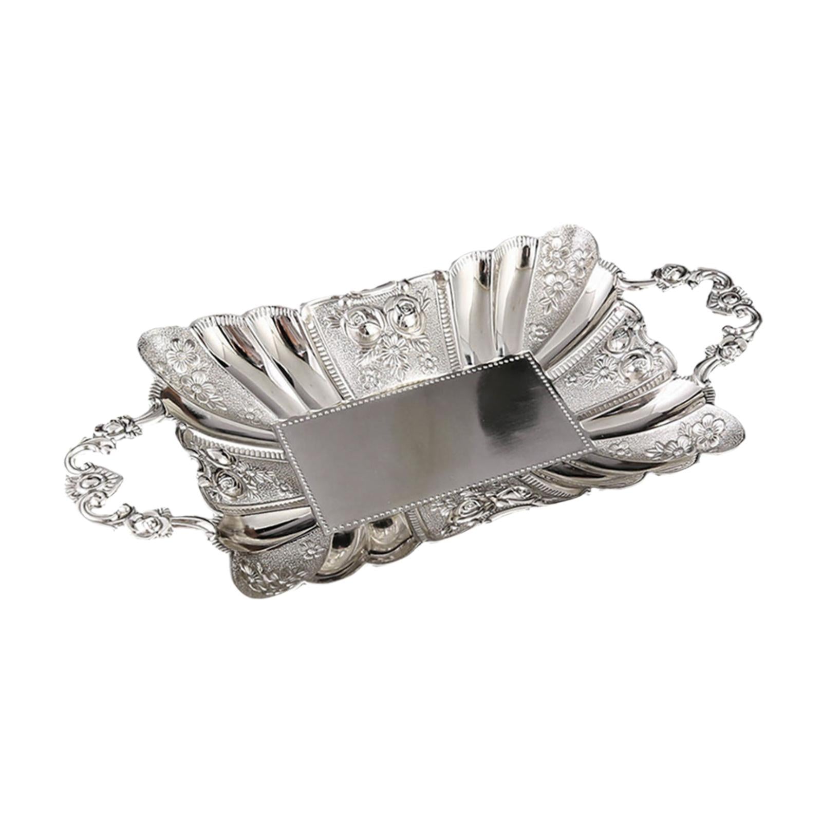 Serving Tray Multipurpose European Decor Fruit Plate for Kitchen Bar Desktop Silver