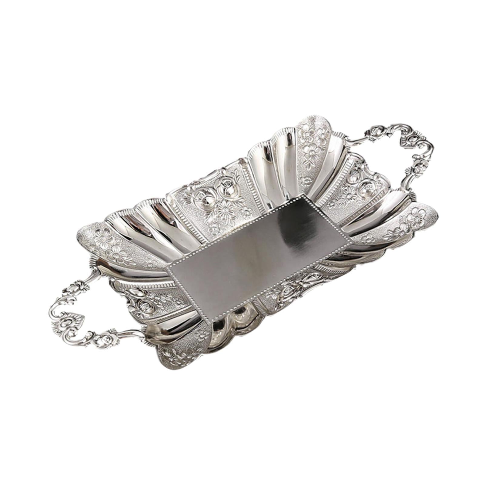 Serving Tray Multipurpose European Decor Fruit Plate for Kitchen Bar Desktop Silver