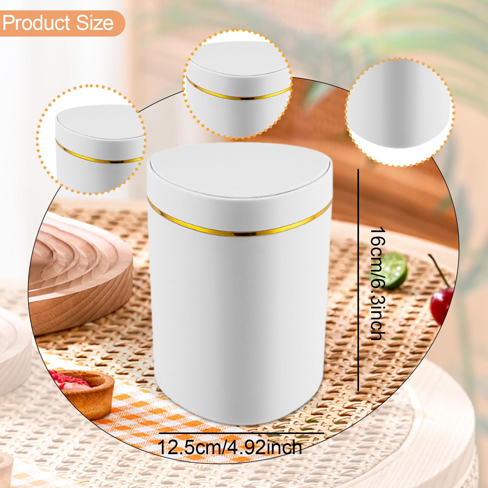 Desktop Small Trash Can with Lid Compact Waste Basket for Dorm Bedroom Table White