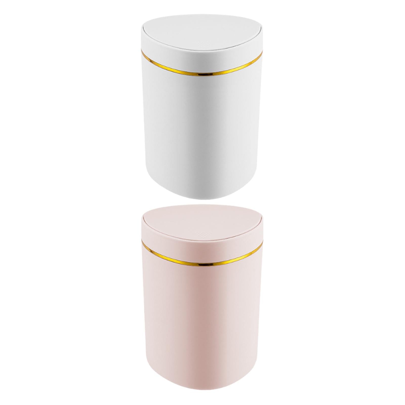 Desktop Small Trash Can with Lid Compact Waste Basket for Dorm Bedroom Table White