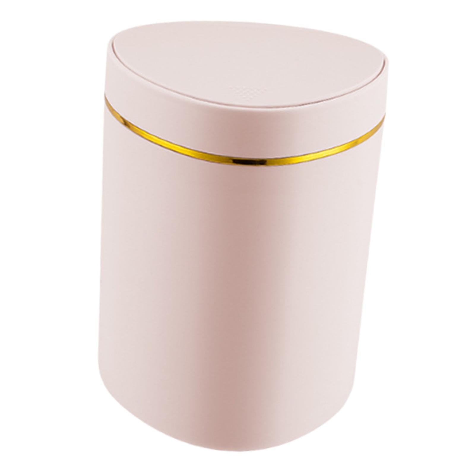 Desktop Small Trash Can with Lid Compact Waste Basket for Dorm Bedroom Table Pink