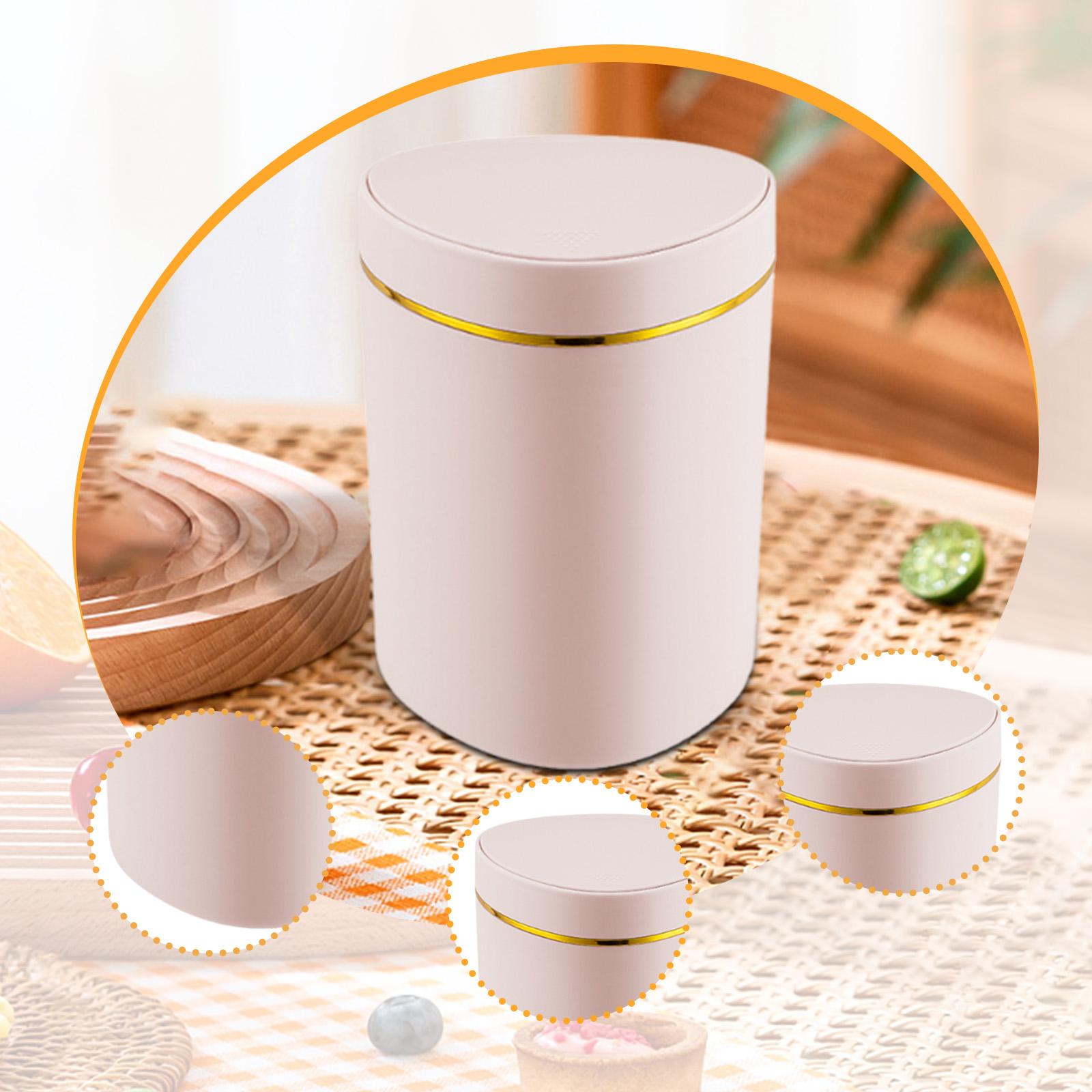 Desktop Small Trash Can with Lid Compact Waste Basket for Dorm Bedroom Table Pink