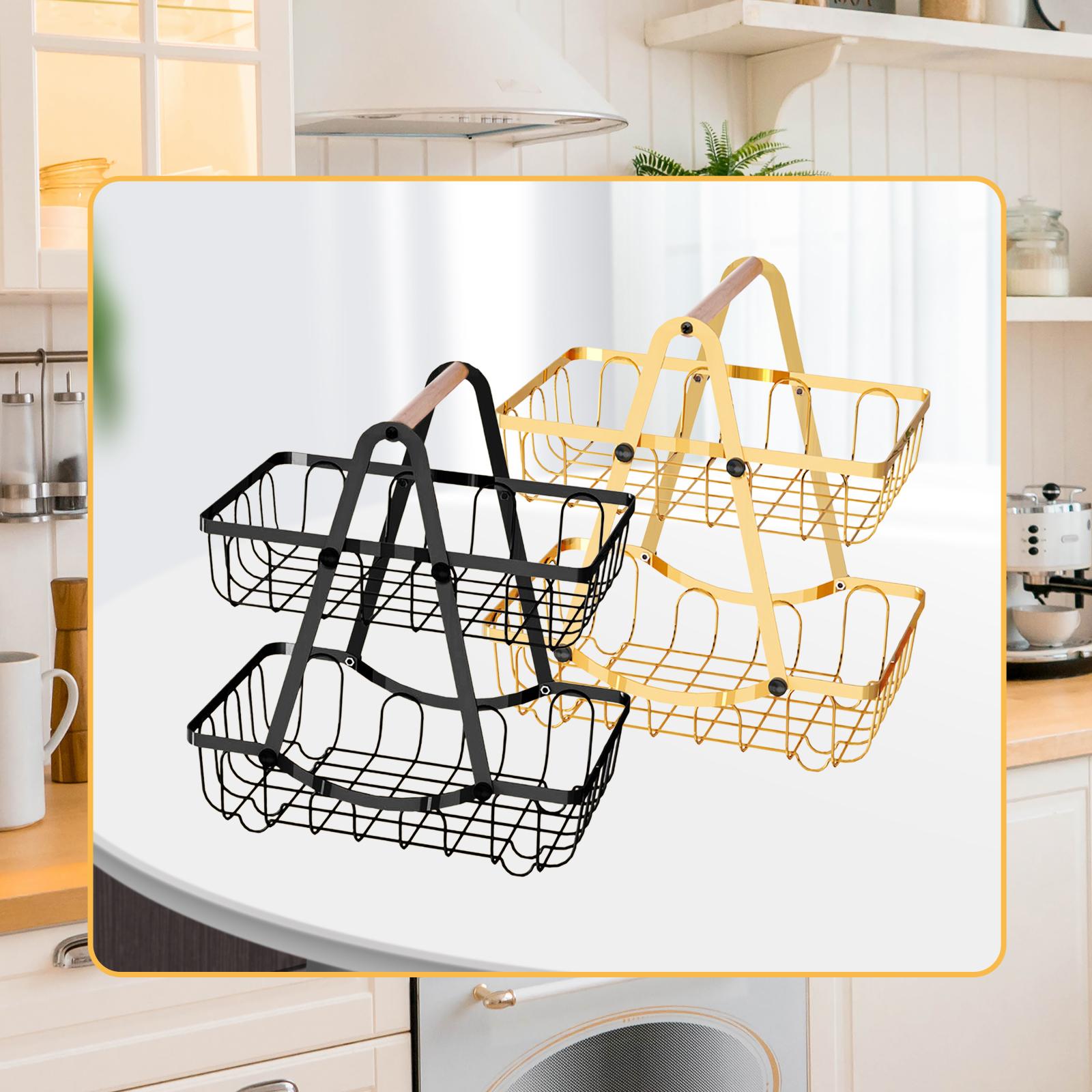 Kitchen Fruit Basket Vegetable Basket Bowl for Dining Room Home Decor Pantry Gold