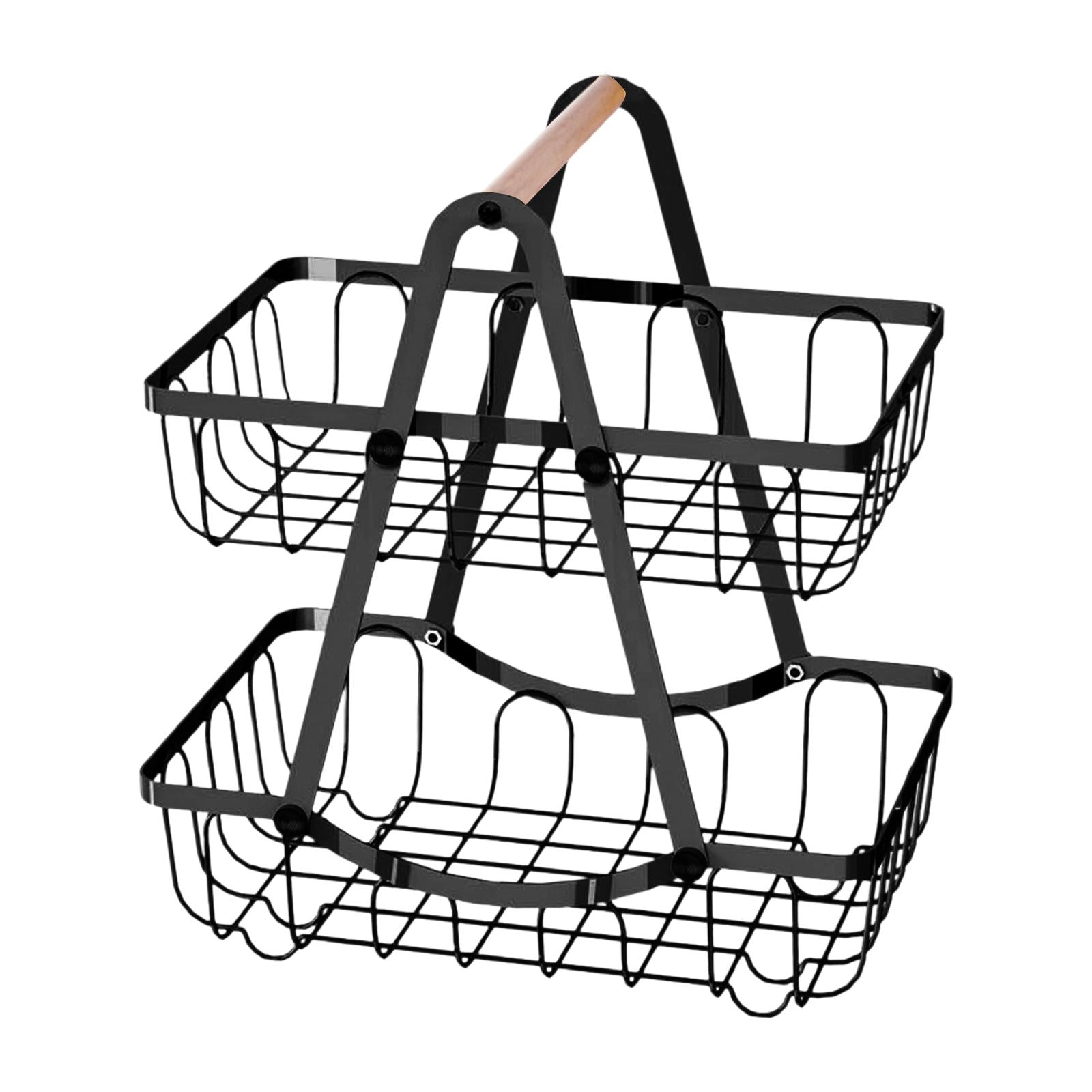 Kitchen Fruit Basket Vegetable Basket Bowl for Dining Room Home Decor Pantry Black