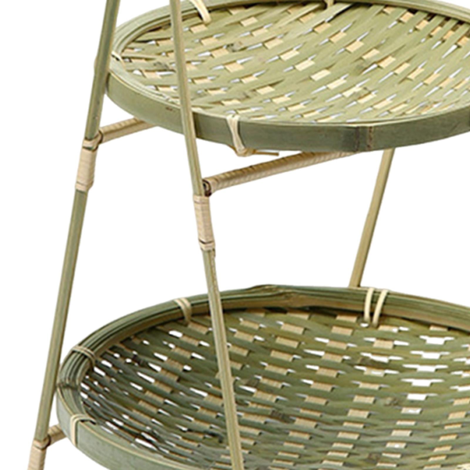 Bamboo Woven Basket Portable Snack Bread Basket for Camping Party Restaurant Style B