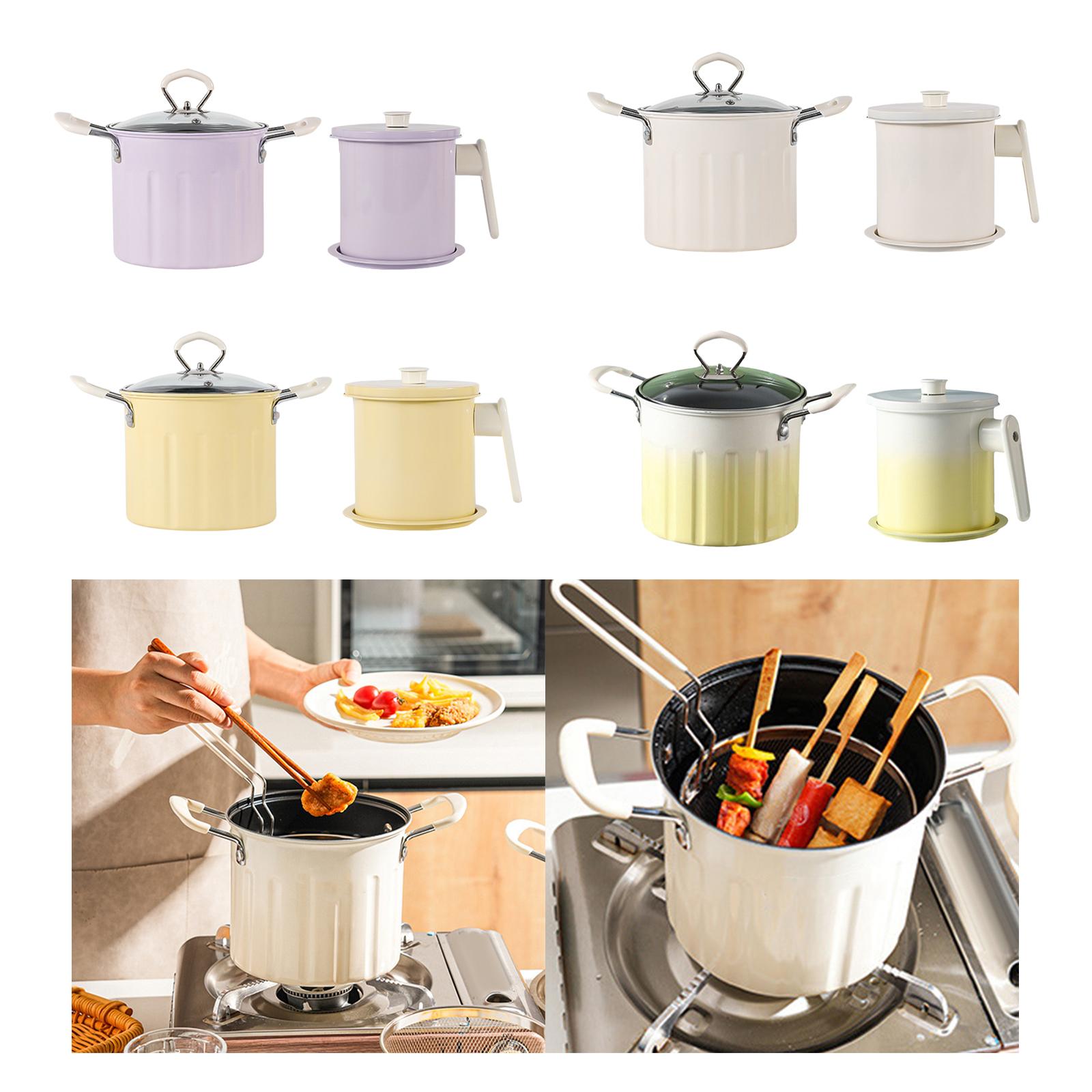 Deep Frying Pot Multifunction French Fries Pot for Chips Onion Rings Cooking Purple