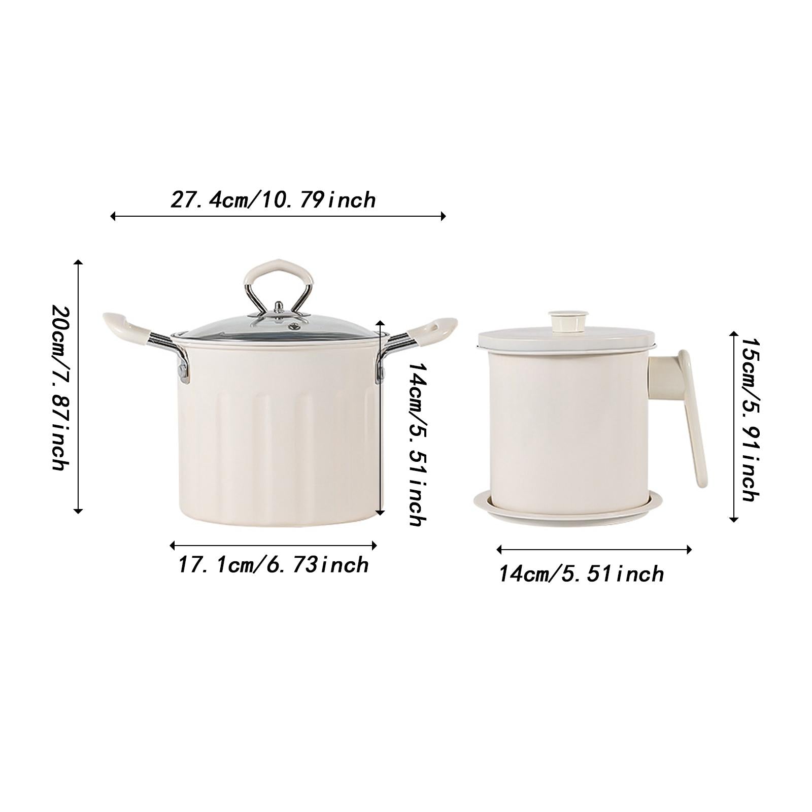Deep Frying Pot Multifunction French Fries Pot for Chips Onion Rings Cooking White