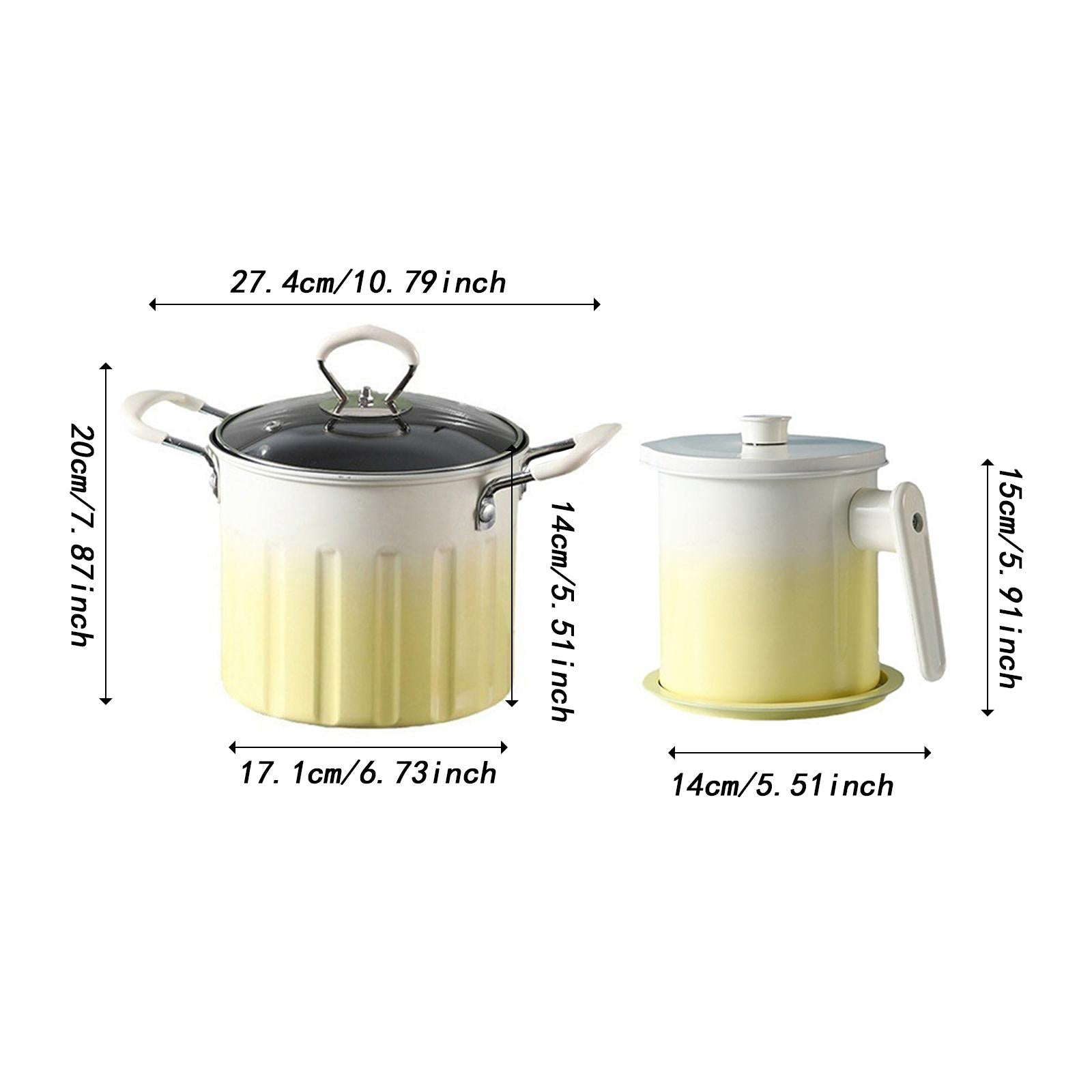Deep Frying Pot Multifunction French Fries Pot for Chips Onion Rings Cooking White Yellow