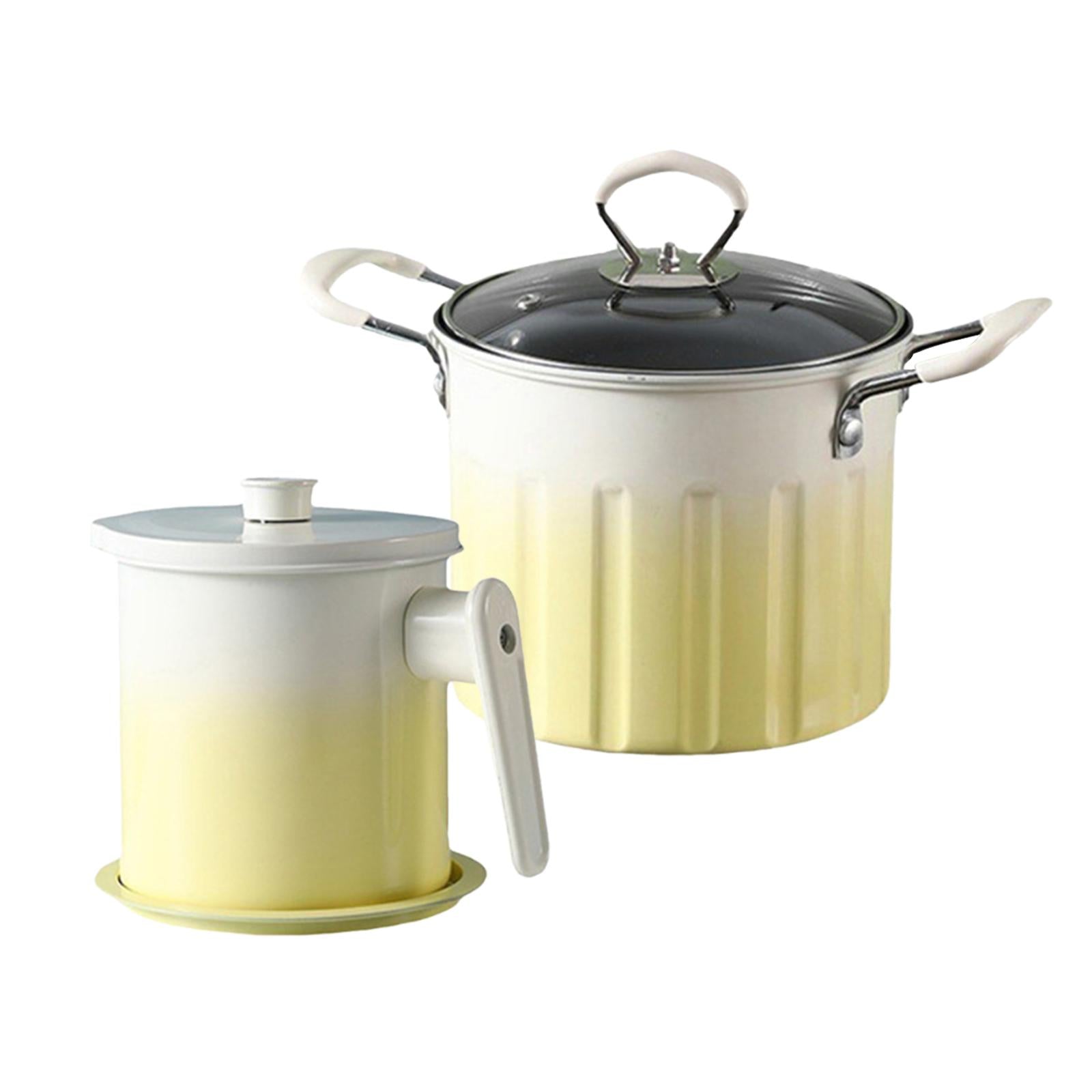 Deep Frying Pot Multifunction French Fries Pot for Chips Onion Rings Cooking White Yellow