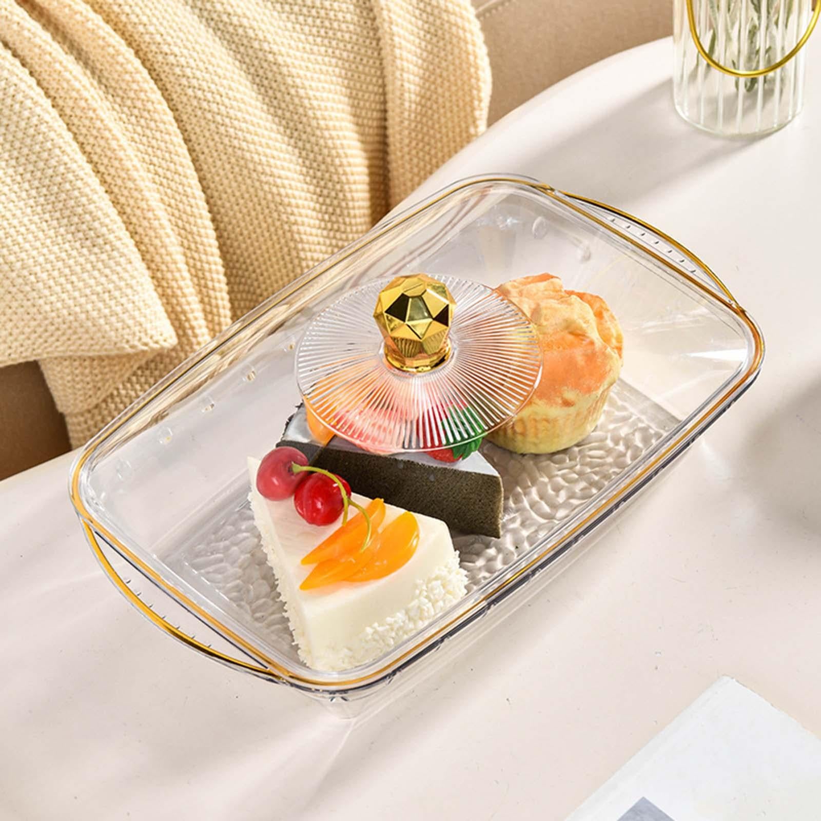 Serving Tray with Lid Makeup Fruit Bowl for Celebrations Anniversary Wedding clear M