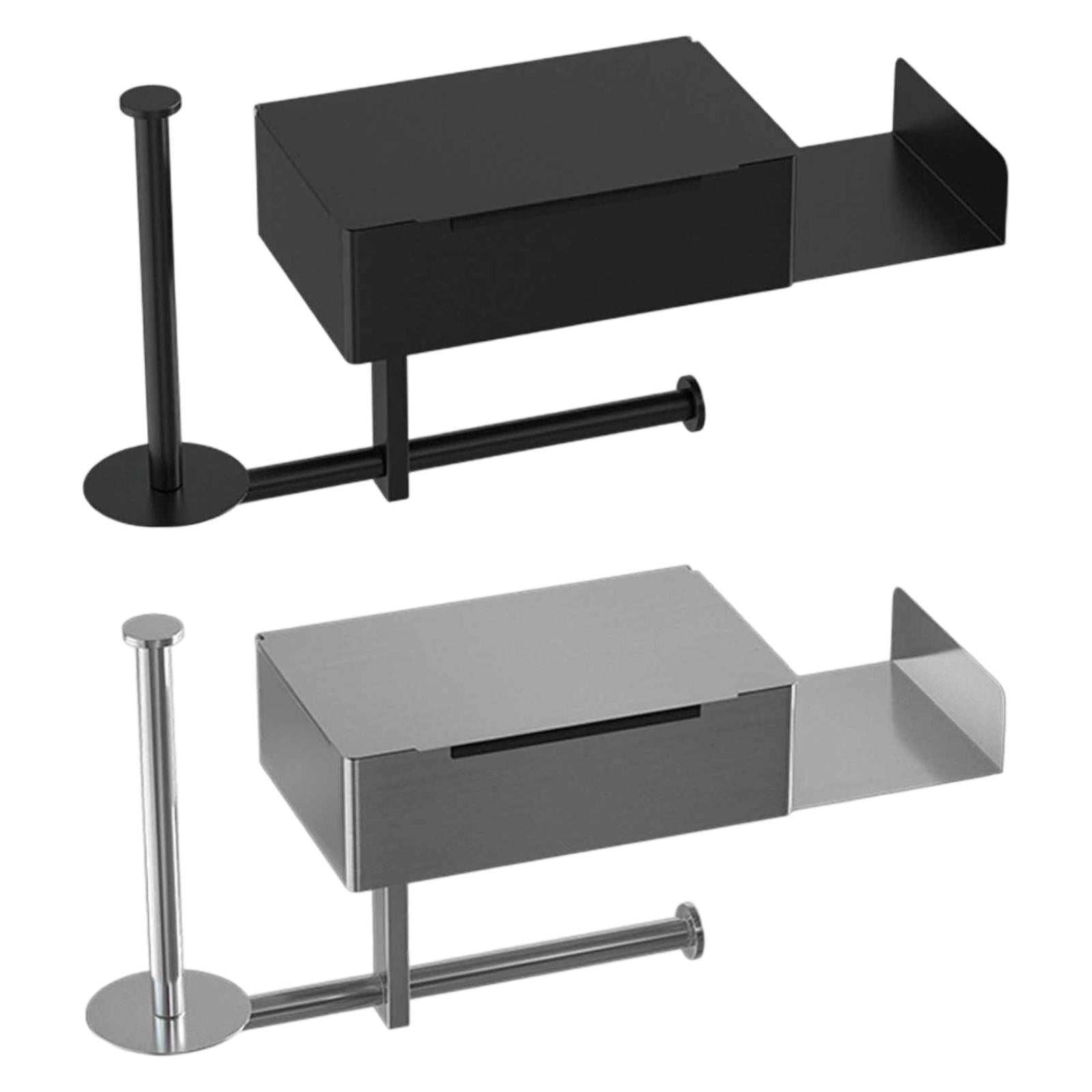 Toilet Paper Holder Storage Wall Mounted Sturdy Tissue Holder for Hotel Home Black