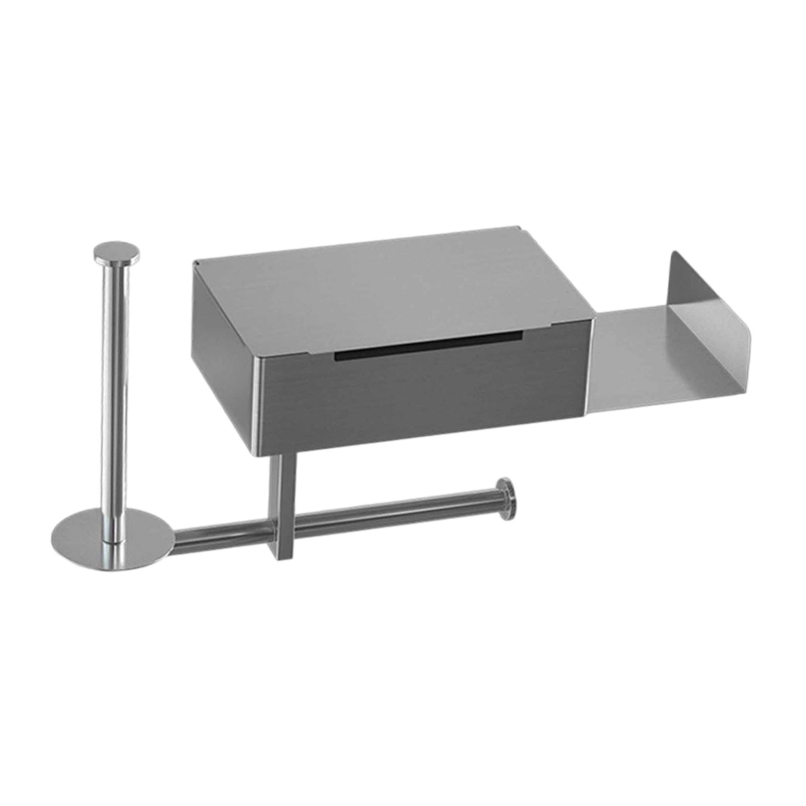 Toilet Paper Holder Storage Wall Mounted Sturdy Tissue Holder for Hotel Home Silver