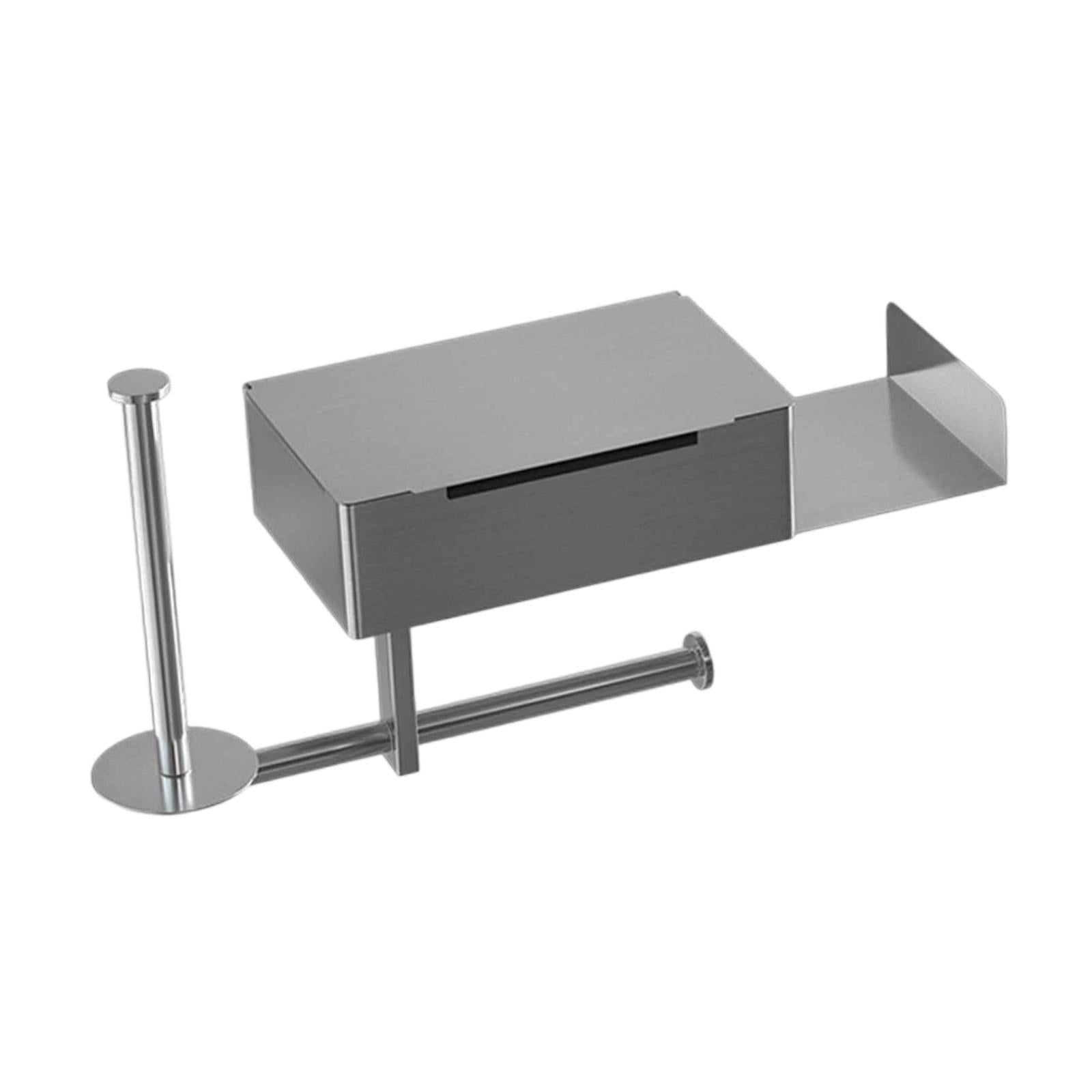 Toilet Paper Holder Storage Wall Mounted Sturdy Tissue Holder for Hotel Home Silver