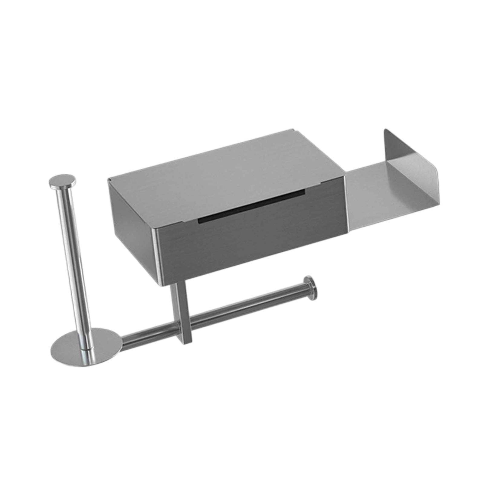 Toilet Paper Holder Storage Wall Mounted Sturdy Tissue Holder for Hotel Home Silver
