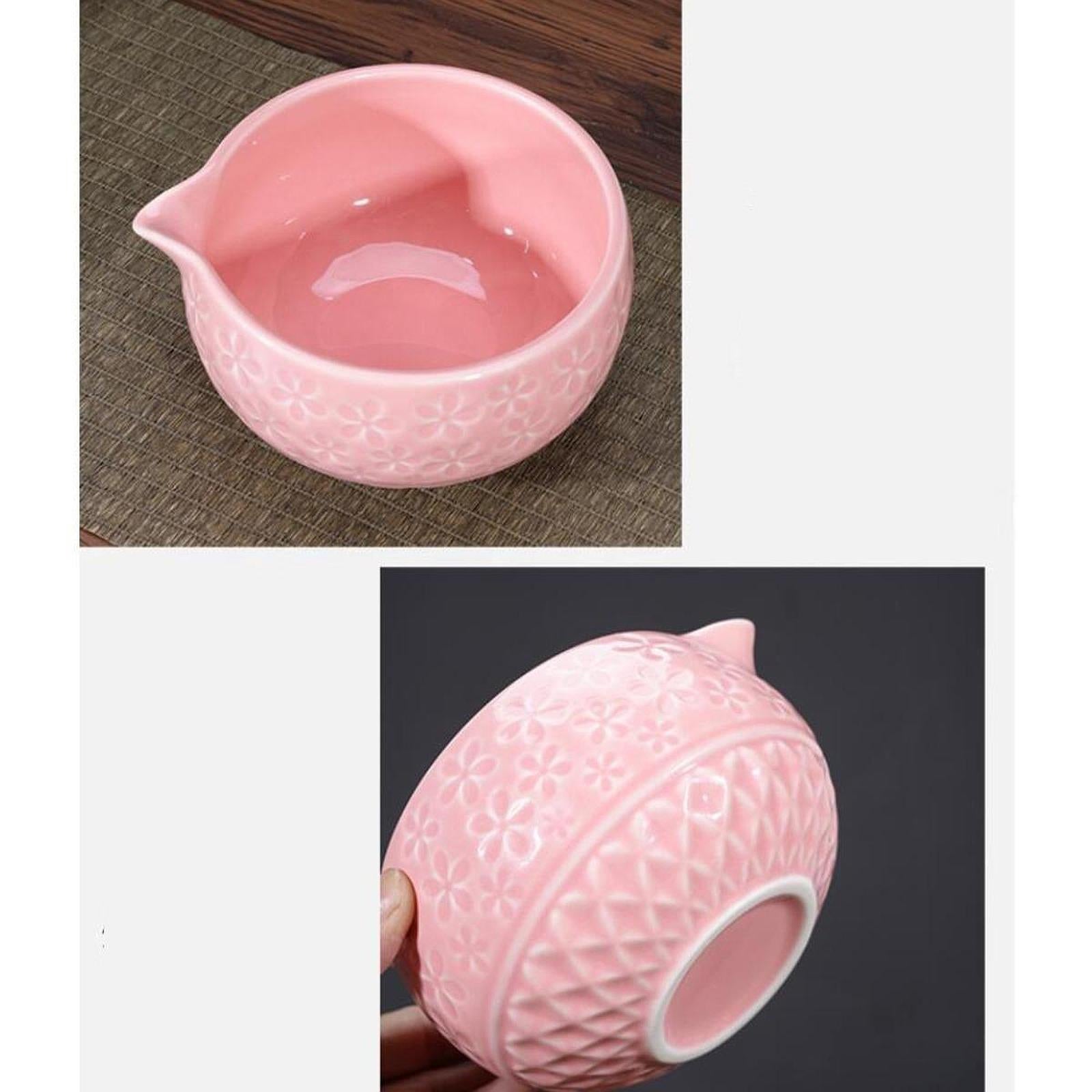 Ceramic Matcha Bowl 560ml Matcha Mixing Bowl for Japanese Matcha Preparation pink