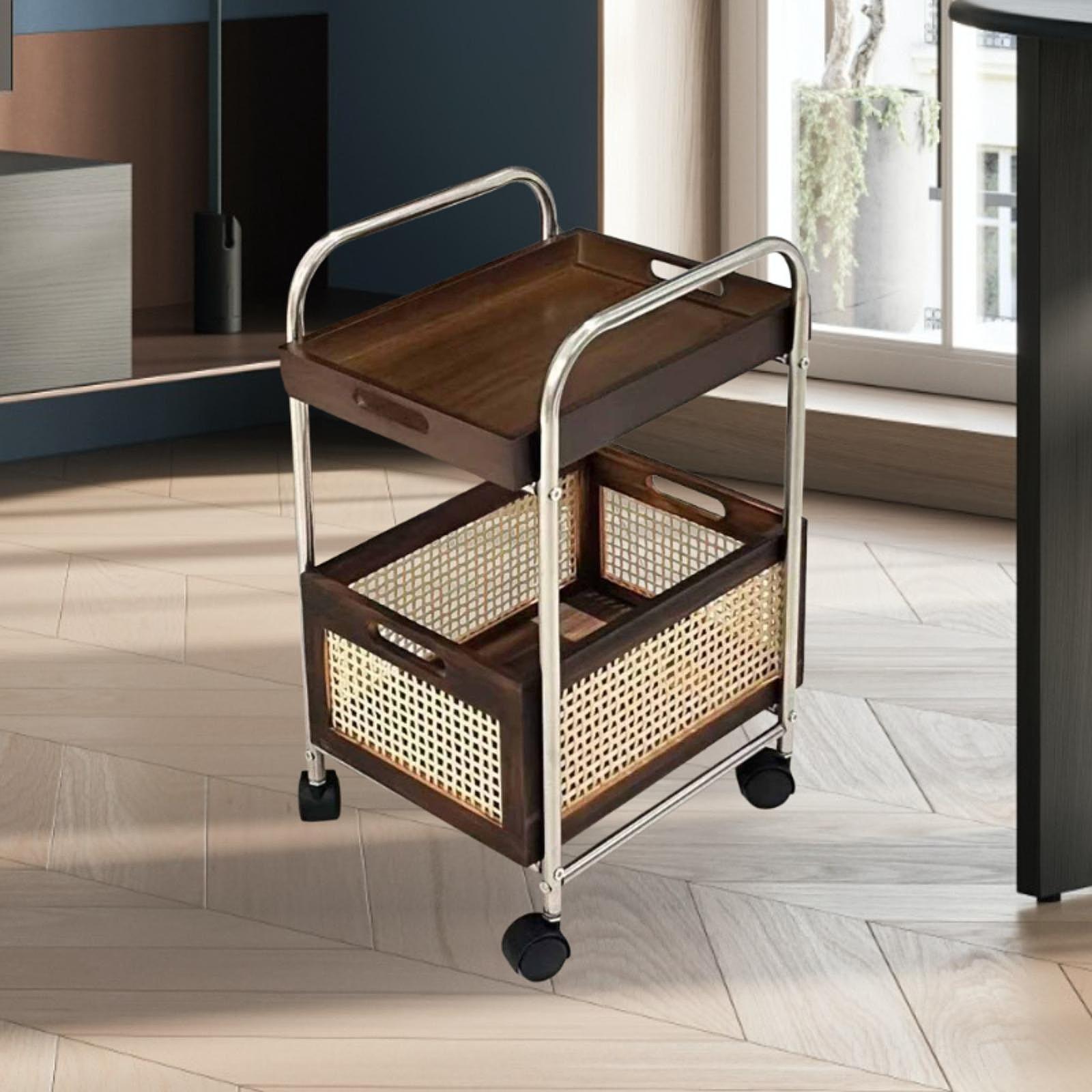 Storage Cart with Wheels Makeup Trolley for Laundry Room Dormitory Household