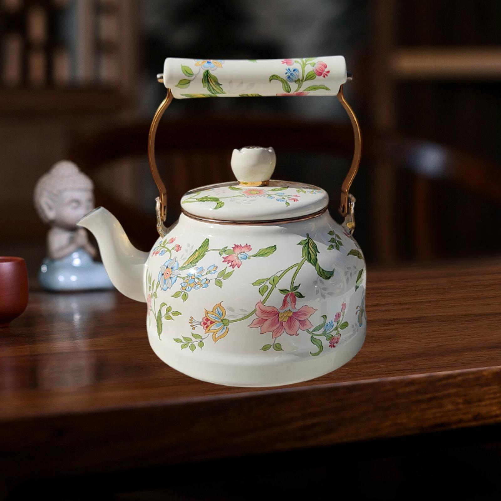 Enamel Tea Kettle 2.5L Tea Lovers Gift Teakettle for Household Outdoor Hotel