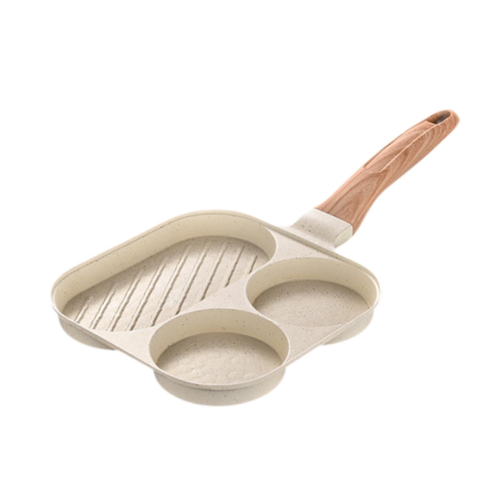 Breakfast Pan Cookware Multipurpose Divided Grill Pan for Frying Sausages Egg Beige