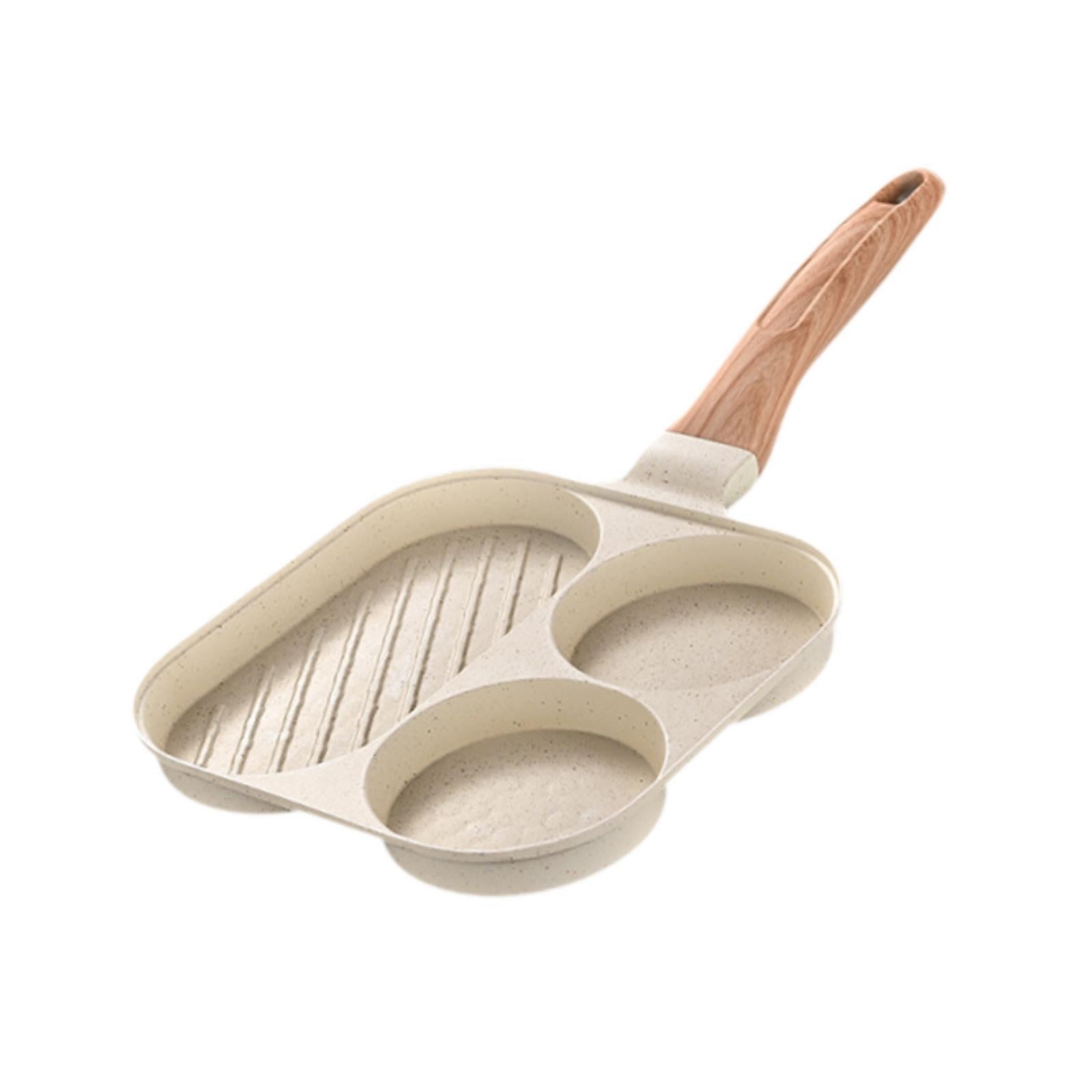 Breakfast Pan Cookware Multipurpose Divided Grill Pan for Frying Sausages Egg Beige