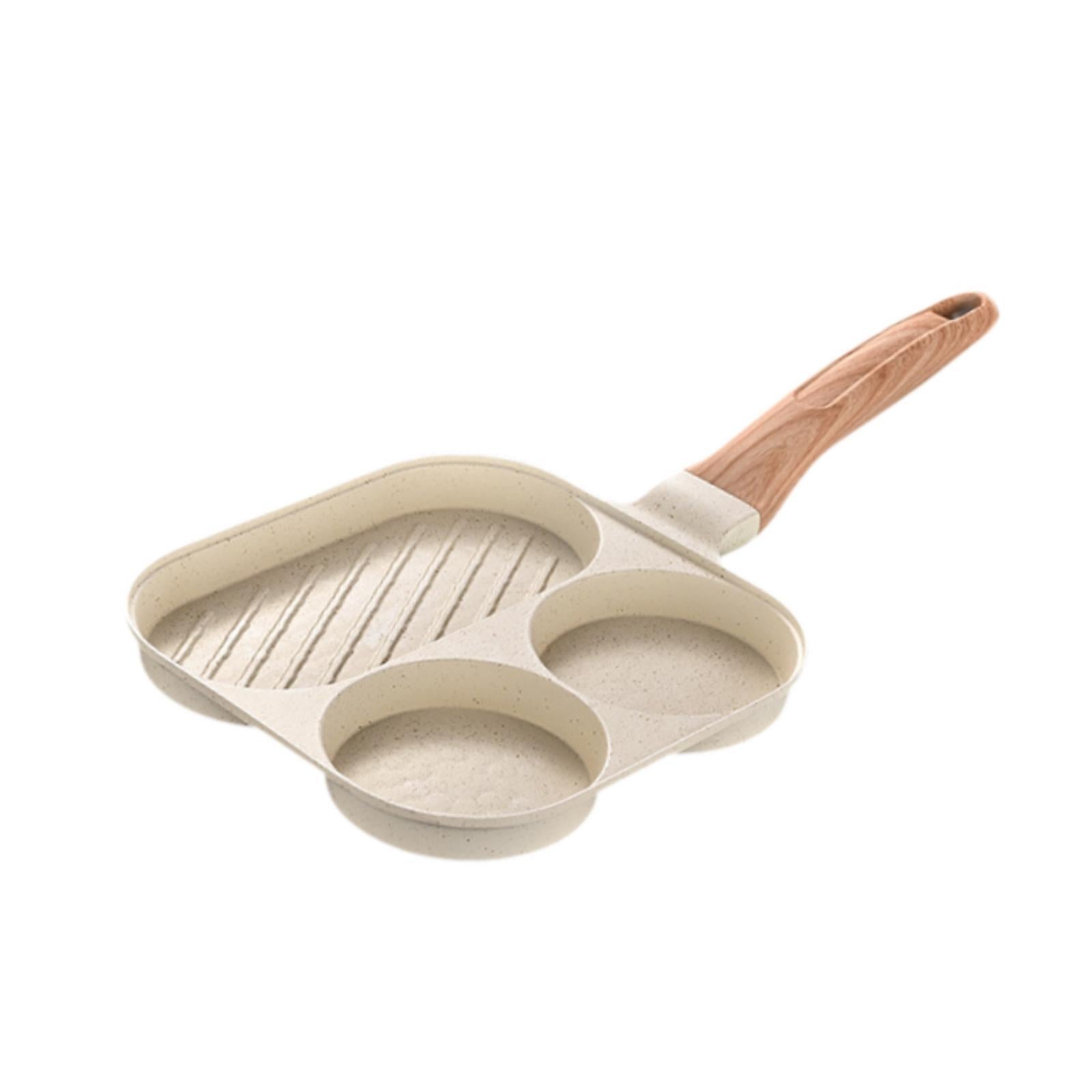 Breakfast Pan Cookware Multipurpose Divided Grill Pan for Frying Sausages Egg Beige