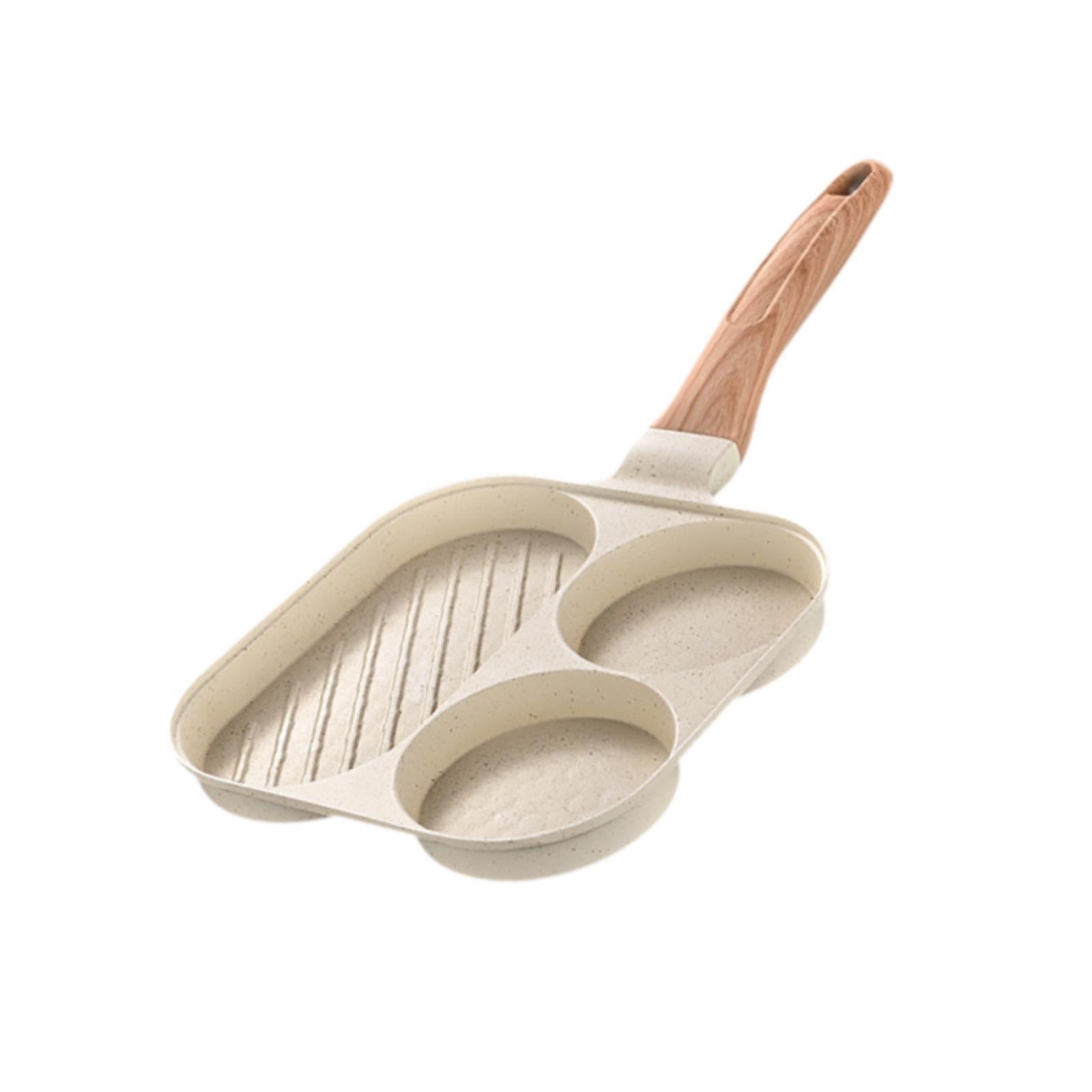 Breakfast Pan Cookware Multipurpose Divided Grill Pan for Frying Sausages Egg Beige