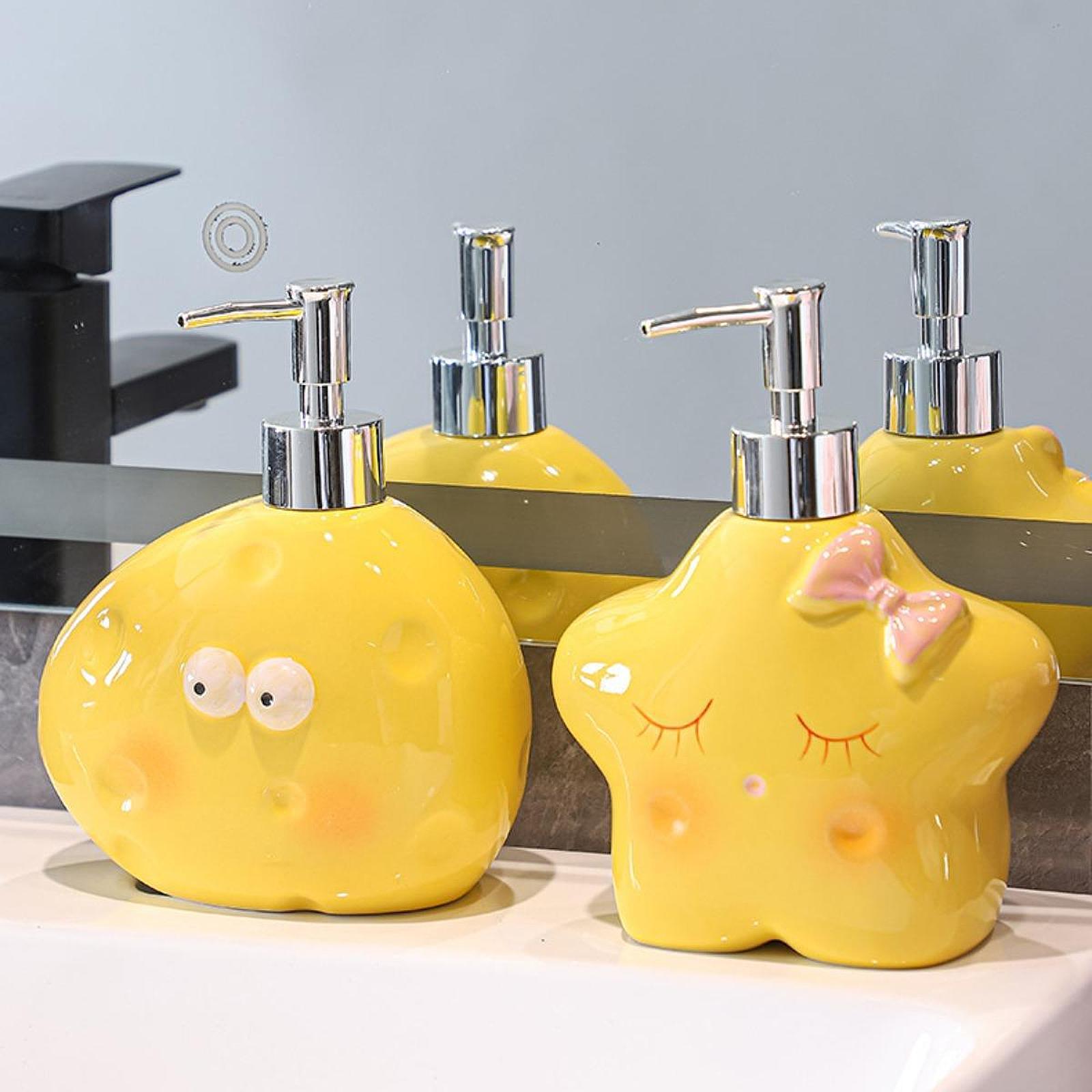Ceramic Soap Dispenser Reusable Soap Container for Restaurant Vanity Shampoo star 13x16.3cm