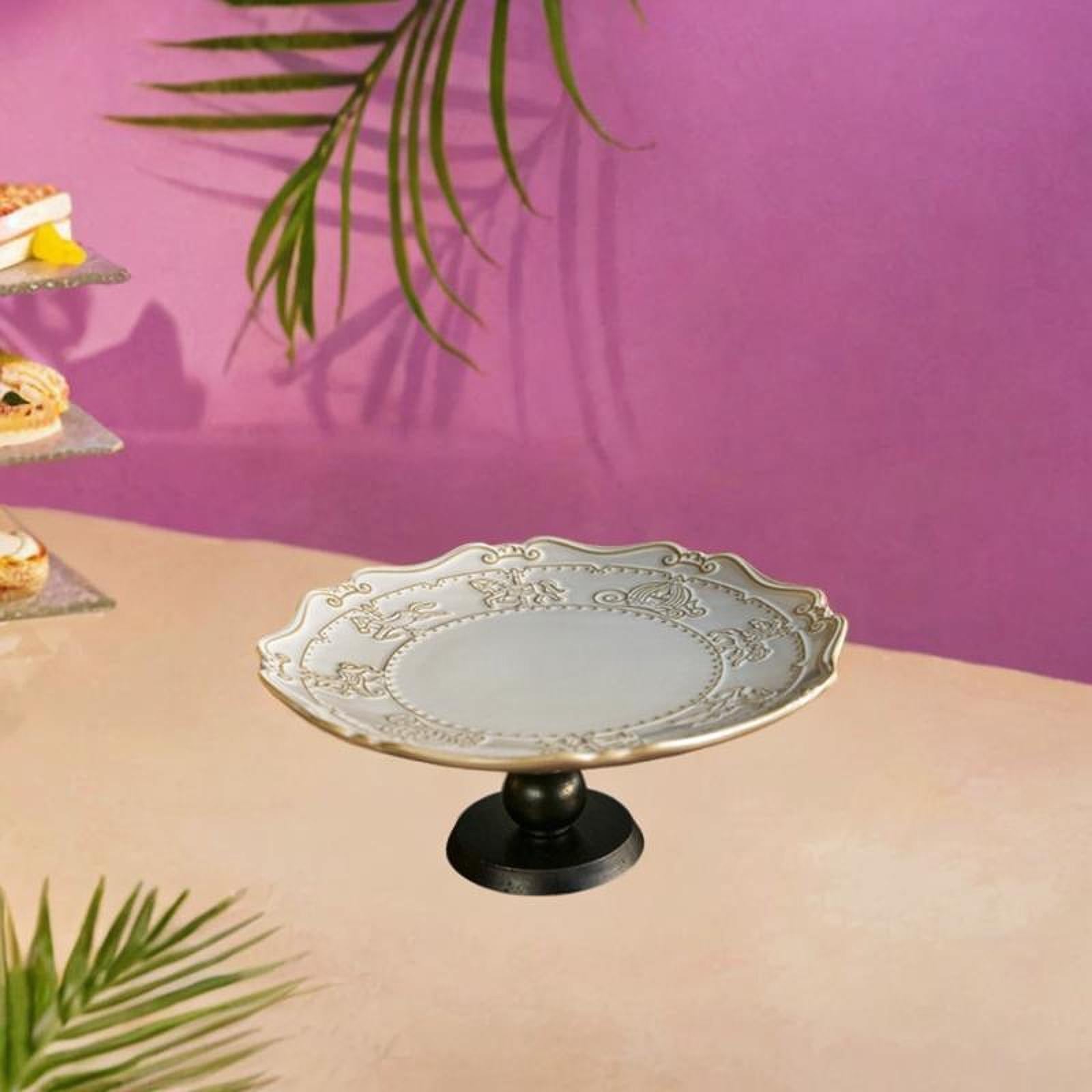 Pedestal Fruit Tray Dessert Display Stand for Countertop Bedroom Living Room 25x9.5 cm