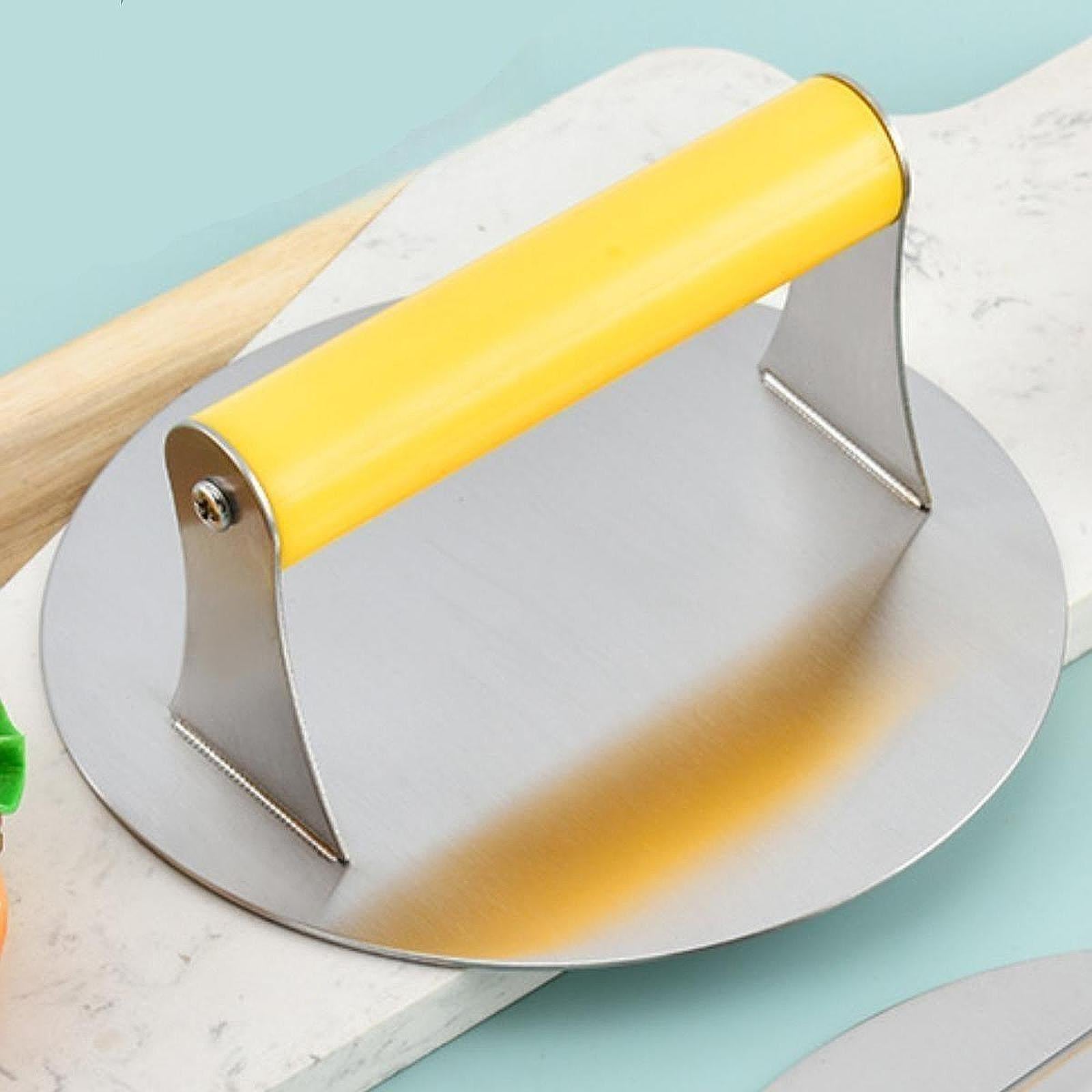 Hamburger Press Kitchen Utensil Burger Smasher for Griddle Grilling Sandwich yellow handle