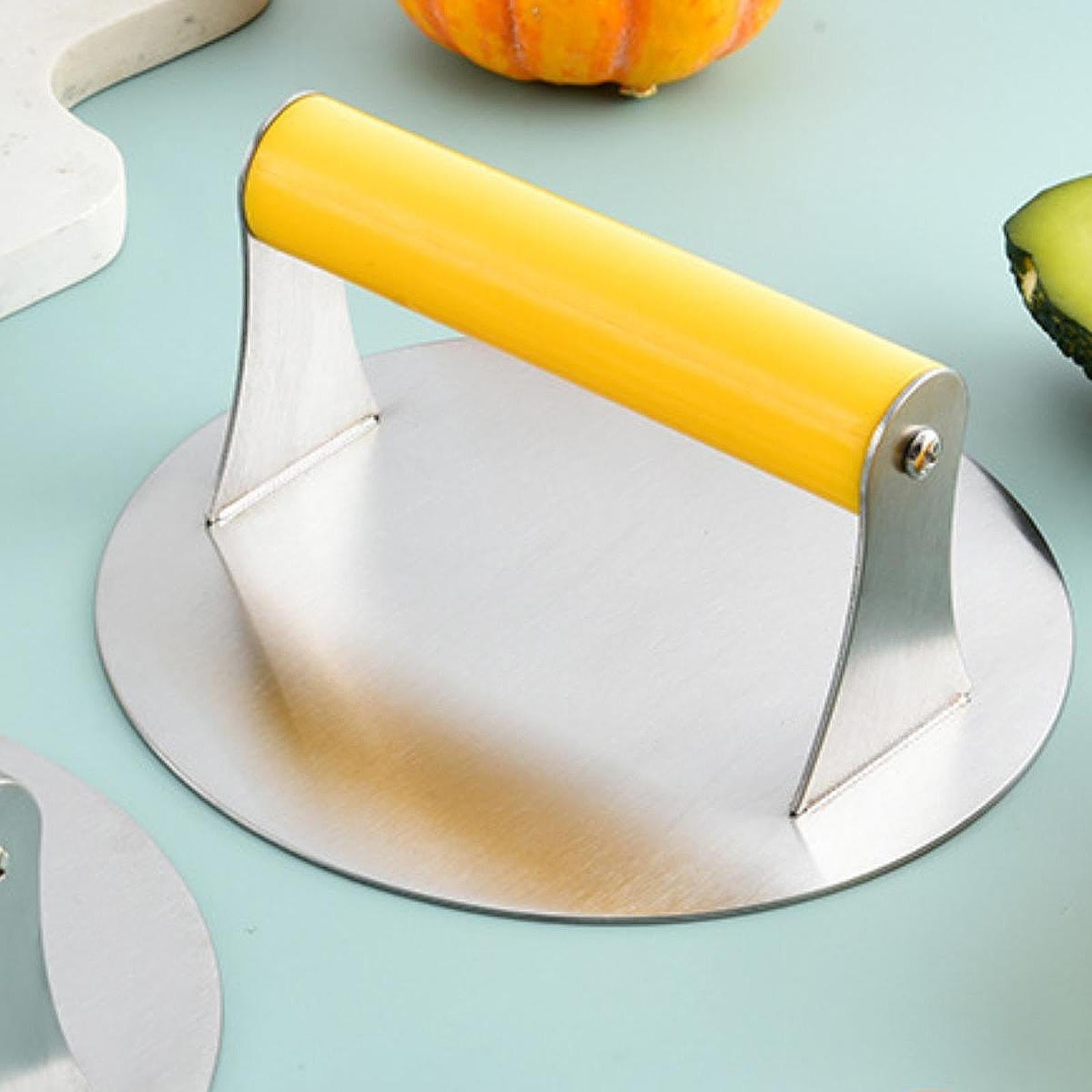 Hamburger Press Kitchen Utensil Burger Smasher for Griddle Grilling Sandwich yellow handle