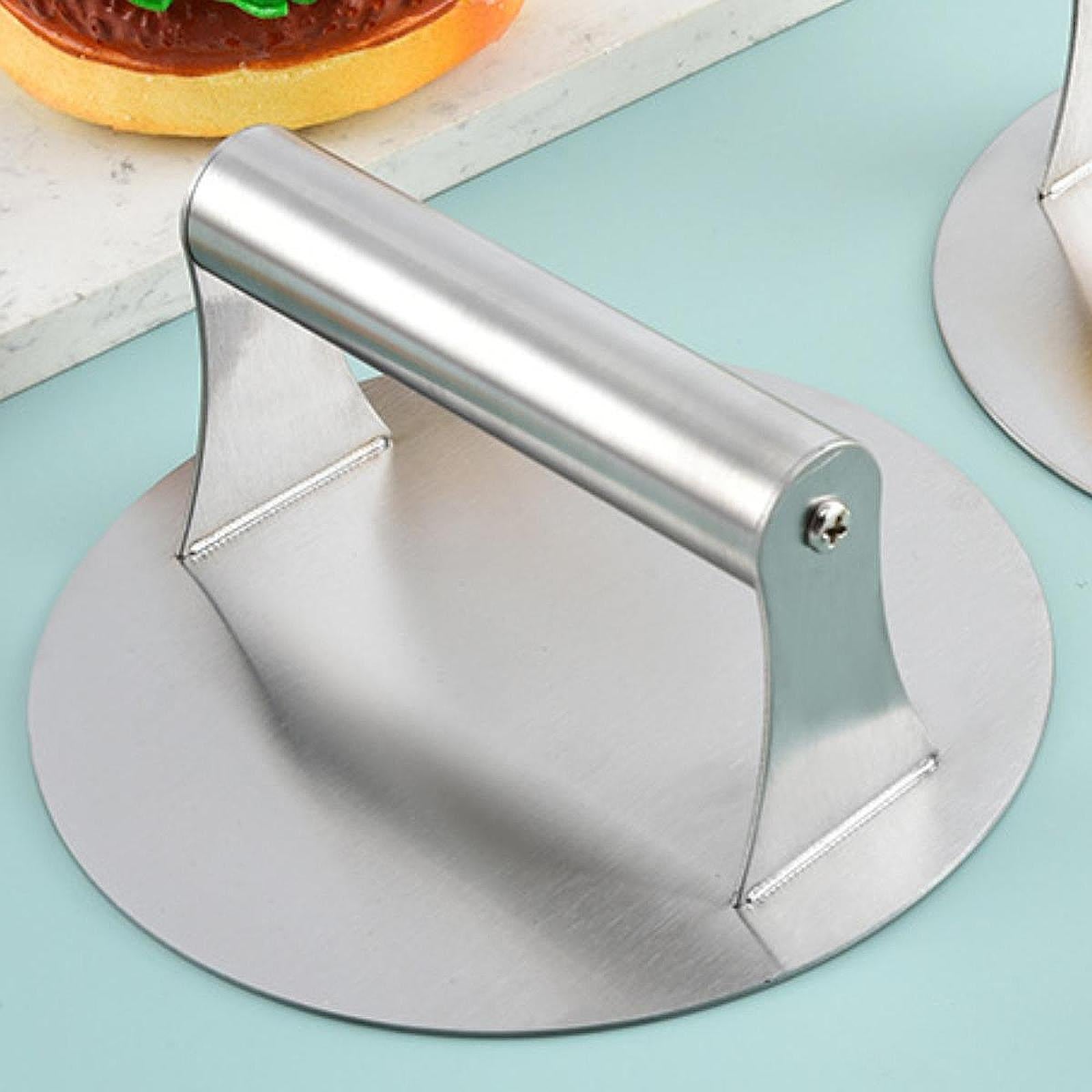 Hamburger Press Kitchen Utensil Burger Smasher for Griddle Grilling Sandwich argent handle