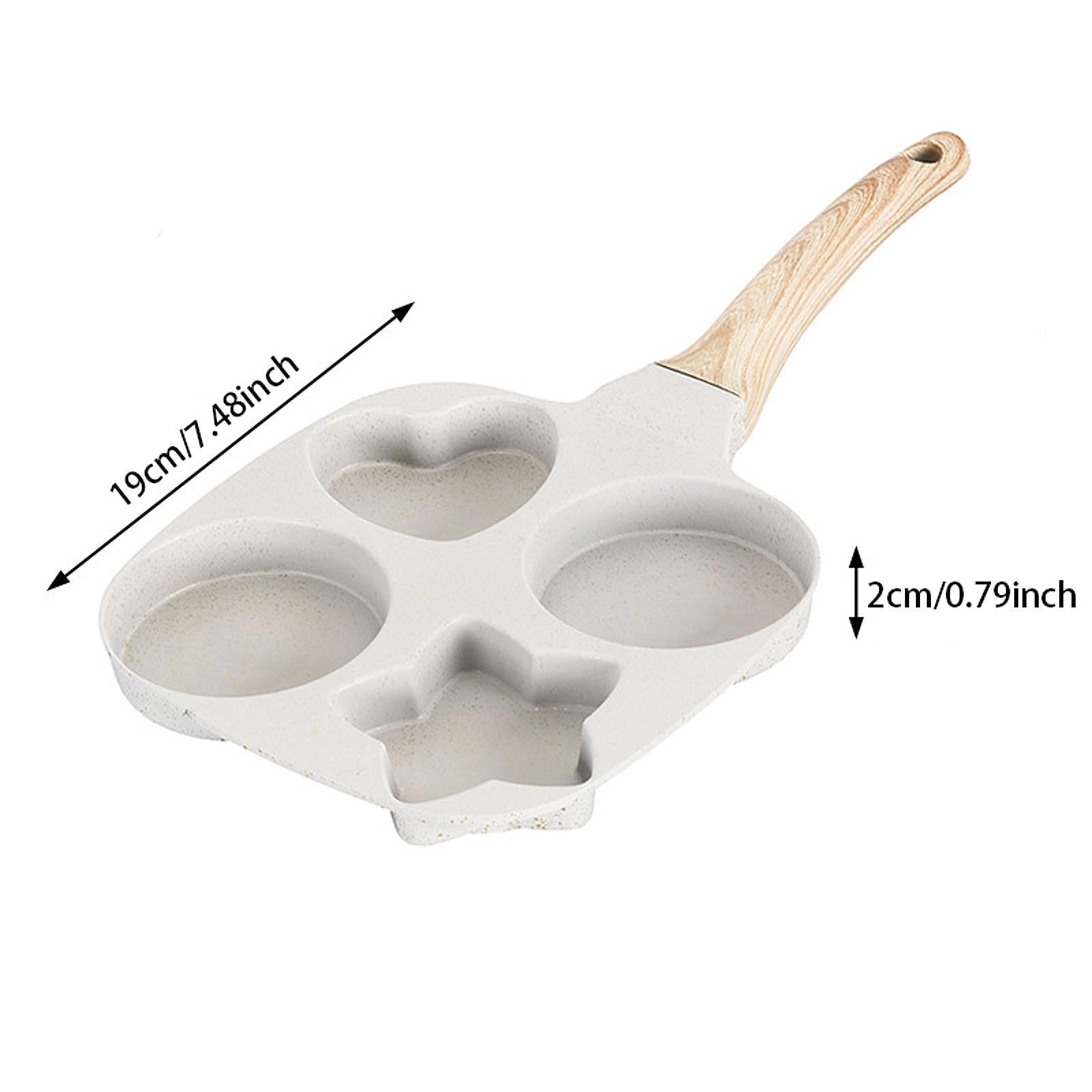 4-cup Egg Pan Aluminium Alloy Egg Cooker Egg Frying Pan for Meat Burgers Ham Beige