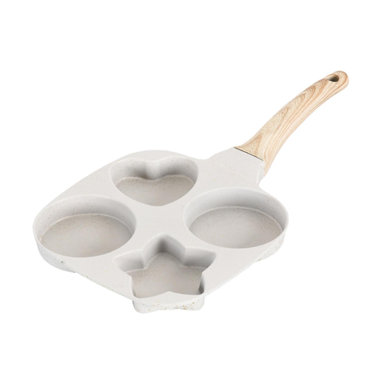 4-cup Egg Pan Aluminium Alloy Egg Cooker Egg Frying Pan for Meat Burgers Ham Beige