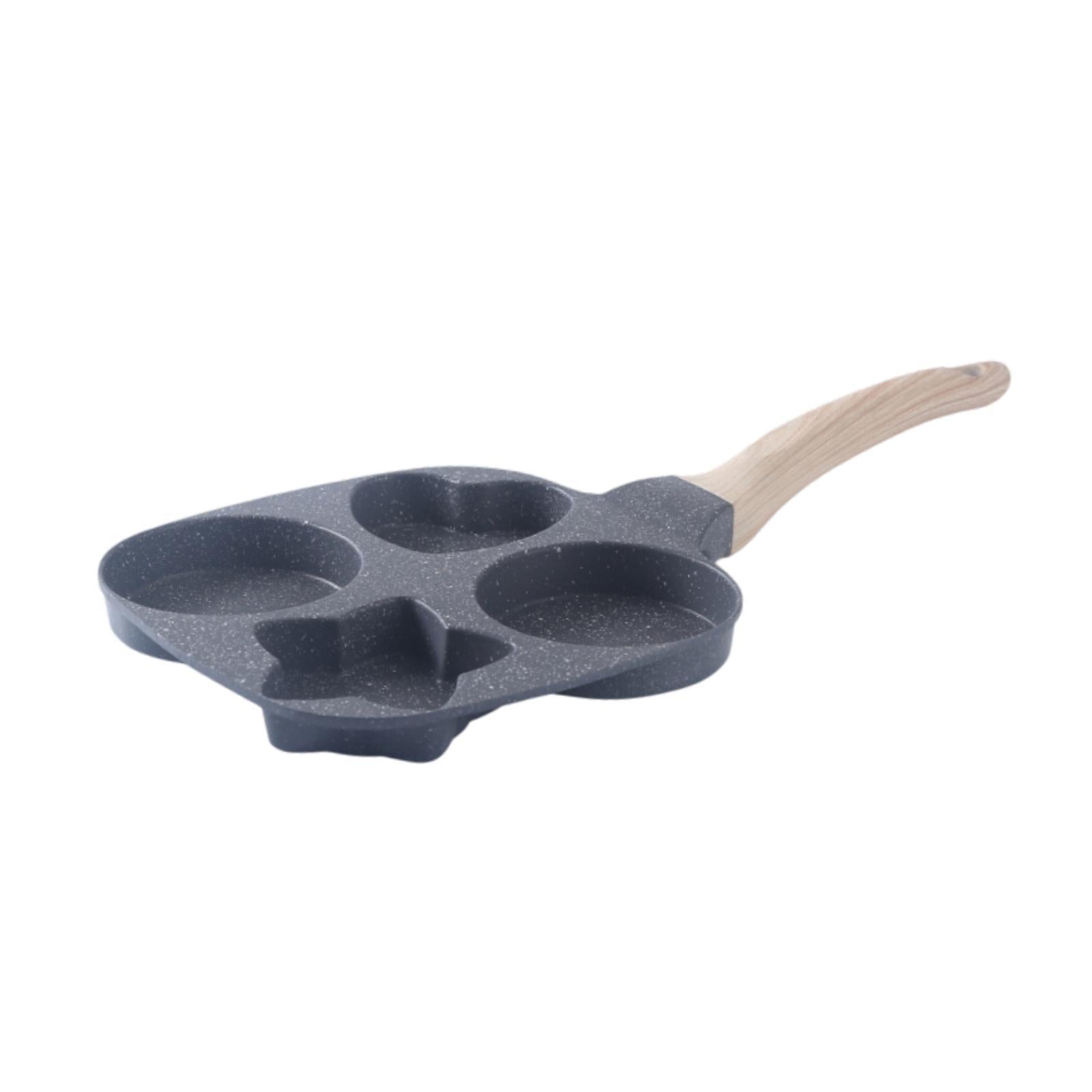 4-cup Egg Pan Aluminium Alloy Egg Cooker Egg Frying Pan for Meat Burgers Ham Grey