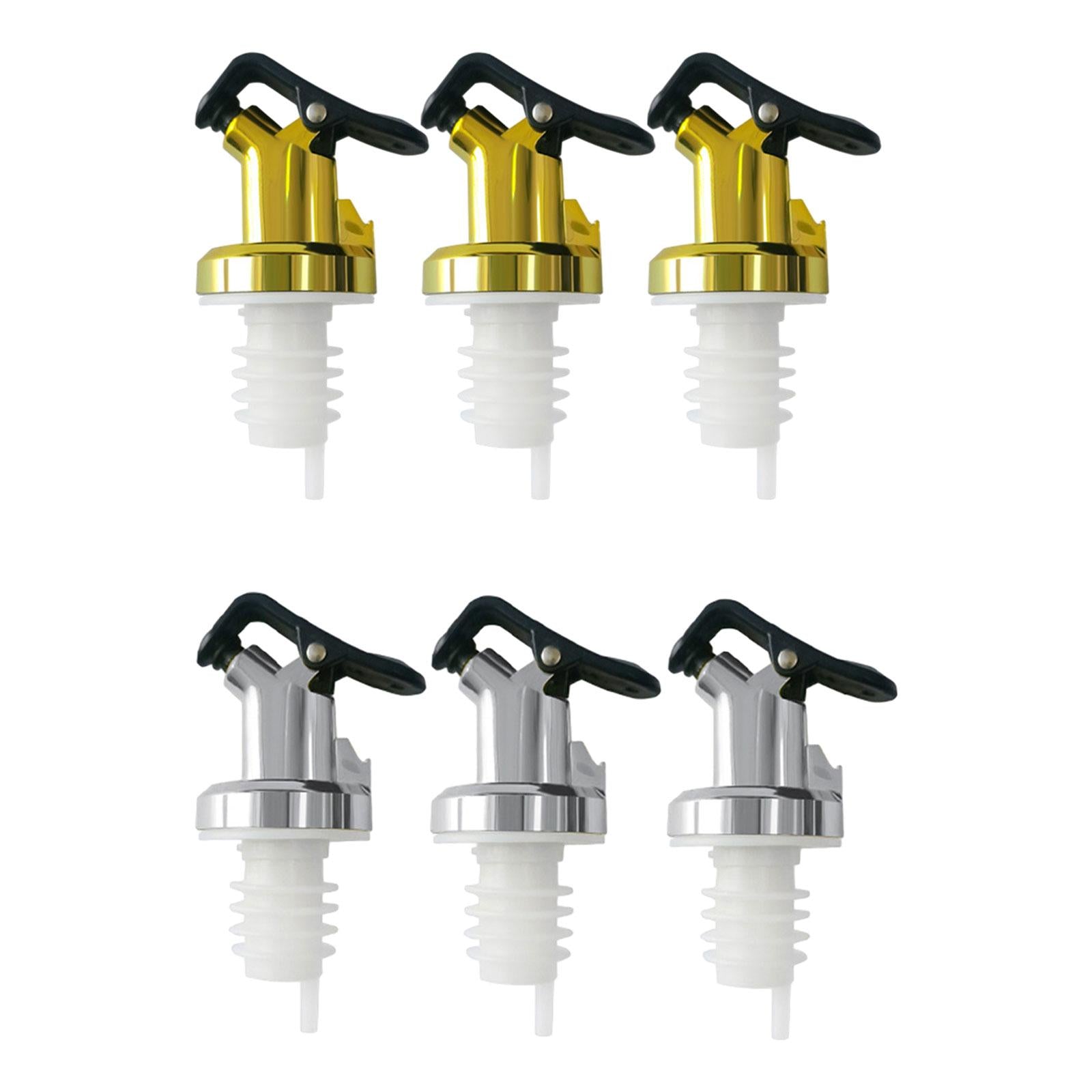 3x Liquor Pour Spouts Versatile Liquor Bottle Pourers for Seasoning Wine Bar Gold