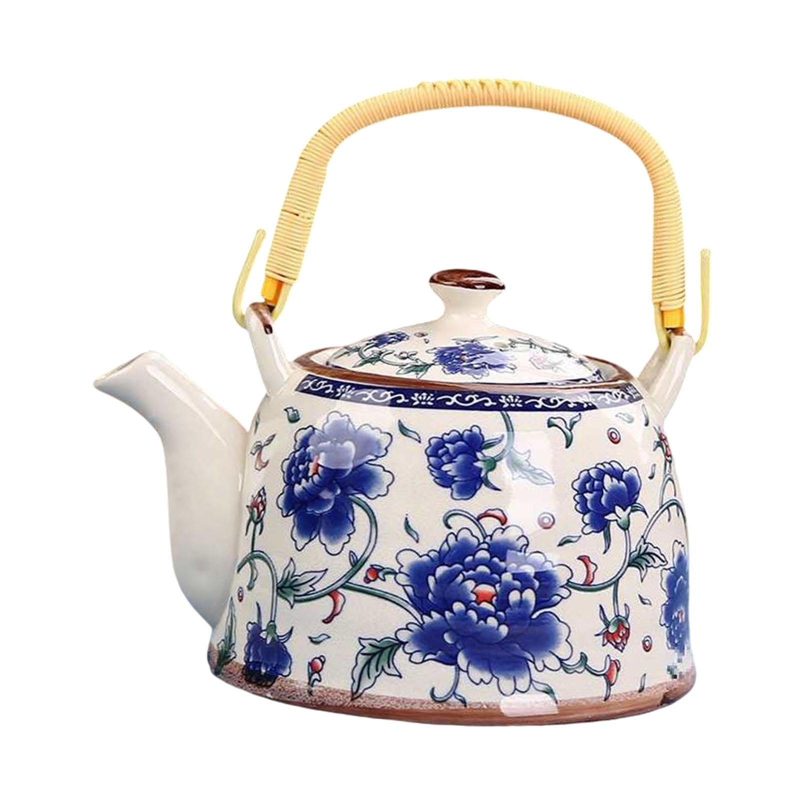 Porcelain Teapot Traditional Water Kettle for Household Outdoor Indoor Hotel peony