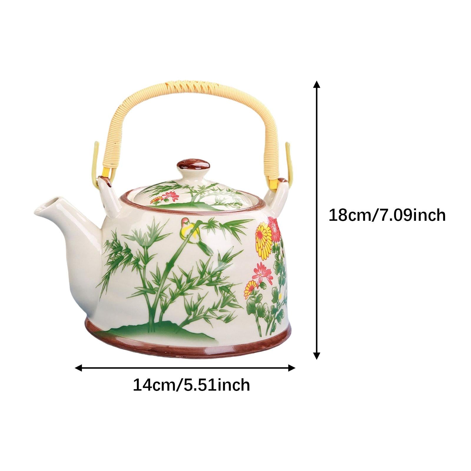Porcelain Teapot Traditional Water Kettle for Household Outdoor Indoor Hotel bamboo pattern